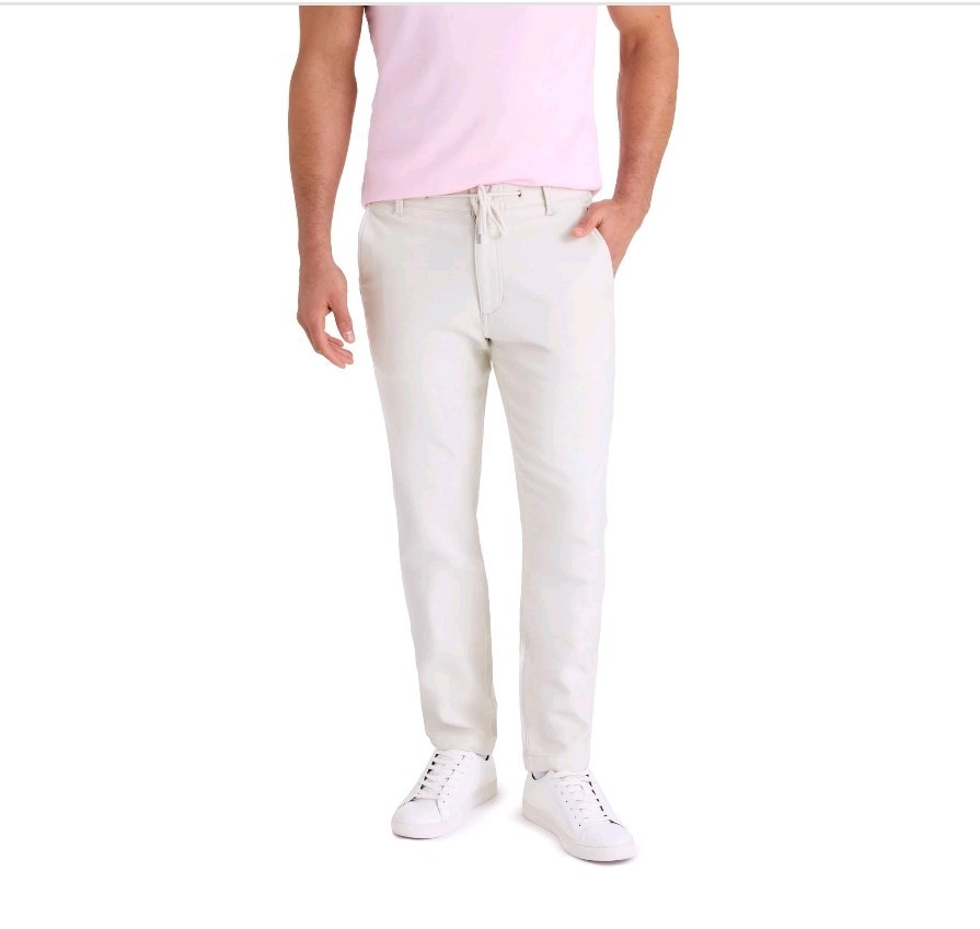 NWT US Polo Assn Mens Luxe Performance Comfort Waist Drawstring Beige Pants Sz M