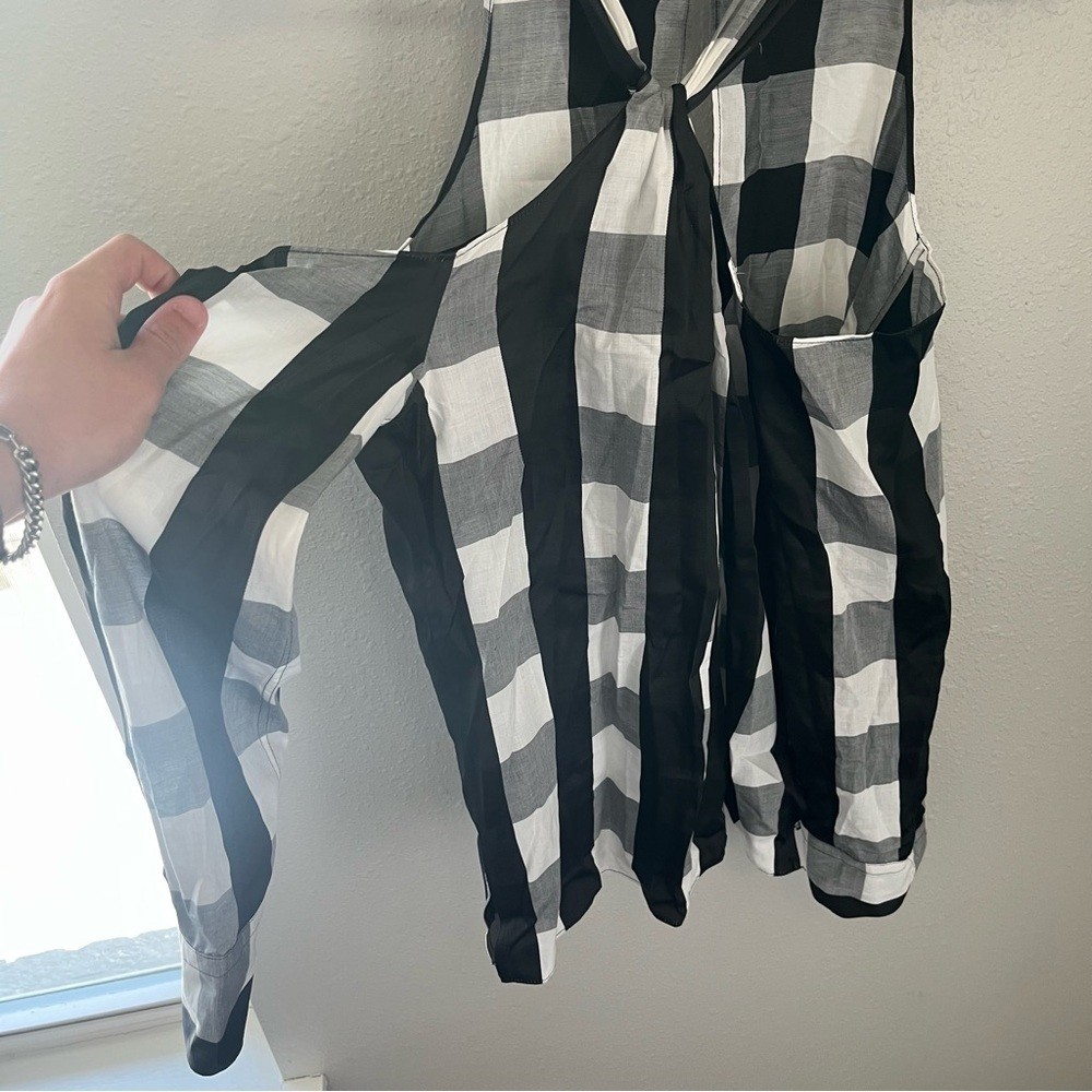 rag & bone Black and White Checkered Long Sleeve Top