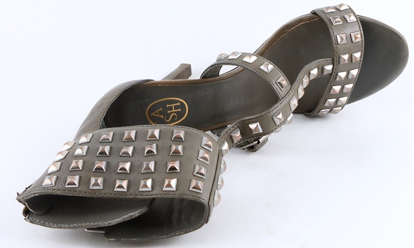 $298 ASH OPHELIA Stone Studded Leather Designer Platform Ankle Sandals 8 EU 38.5