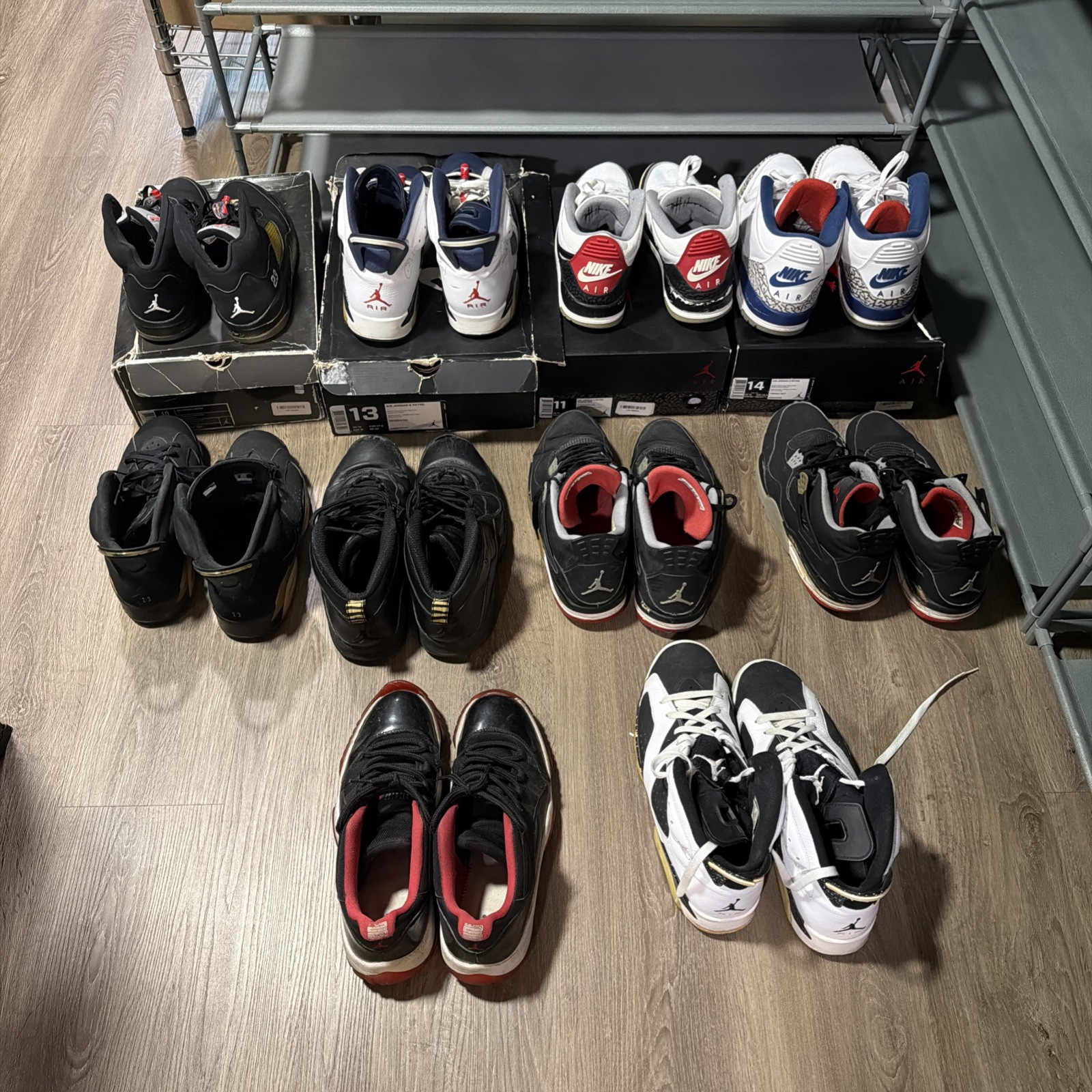 Air Jordan Bundle Lot 10 Pairs For Restoration Vintage OG Box Sizes 10-14 Bred