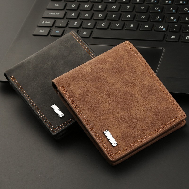 Men’s PU Leather Bifold Wallet Slim ID Credit Card Holder Short Billfold Brown