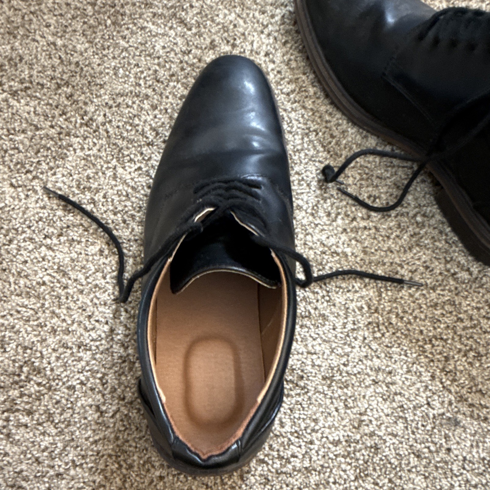 Men’s Black Leather Lace-Up Oxford Dress Shoes Solid, US Size 10
