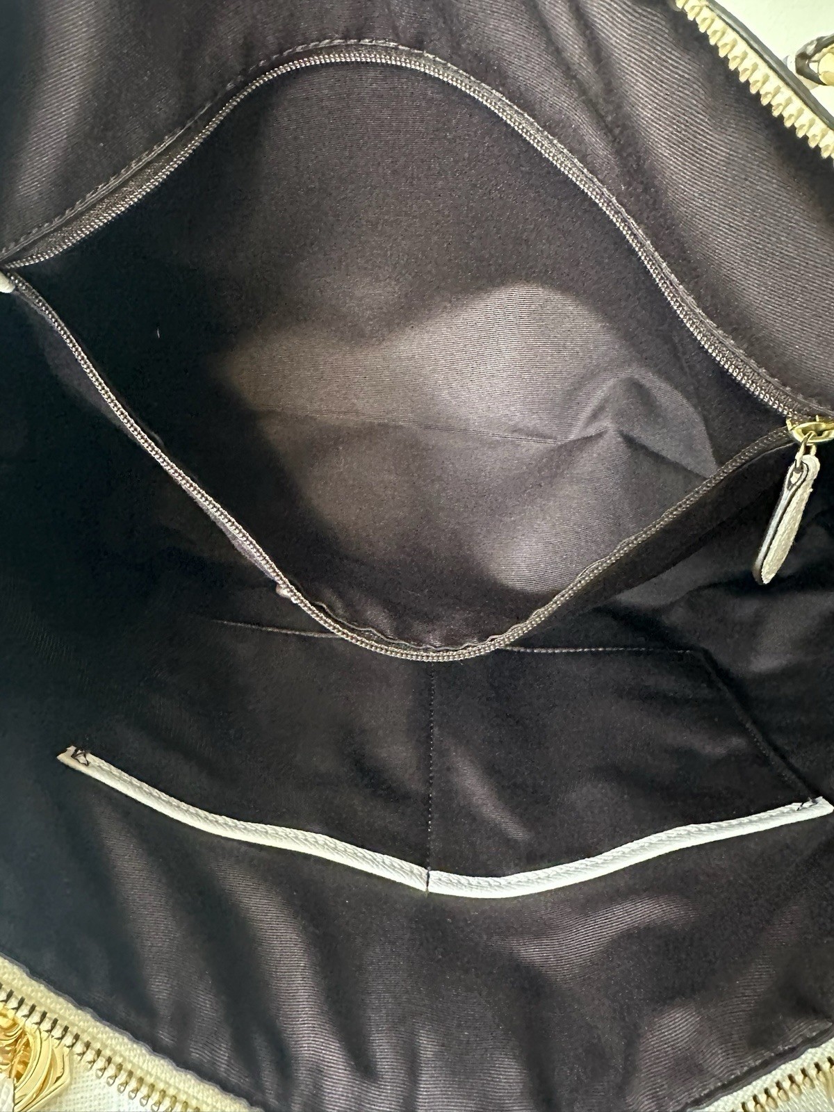 Coach City Zip Tote Chalk Crossgrain Leather Shoulder Bag Gold Hardware