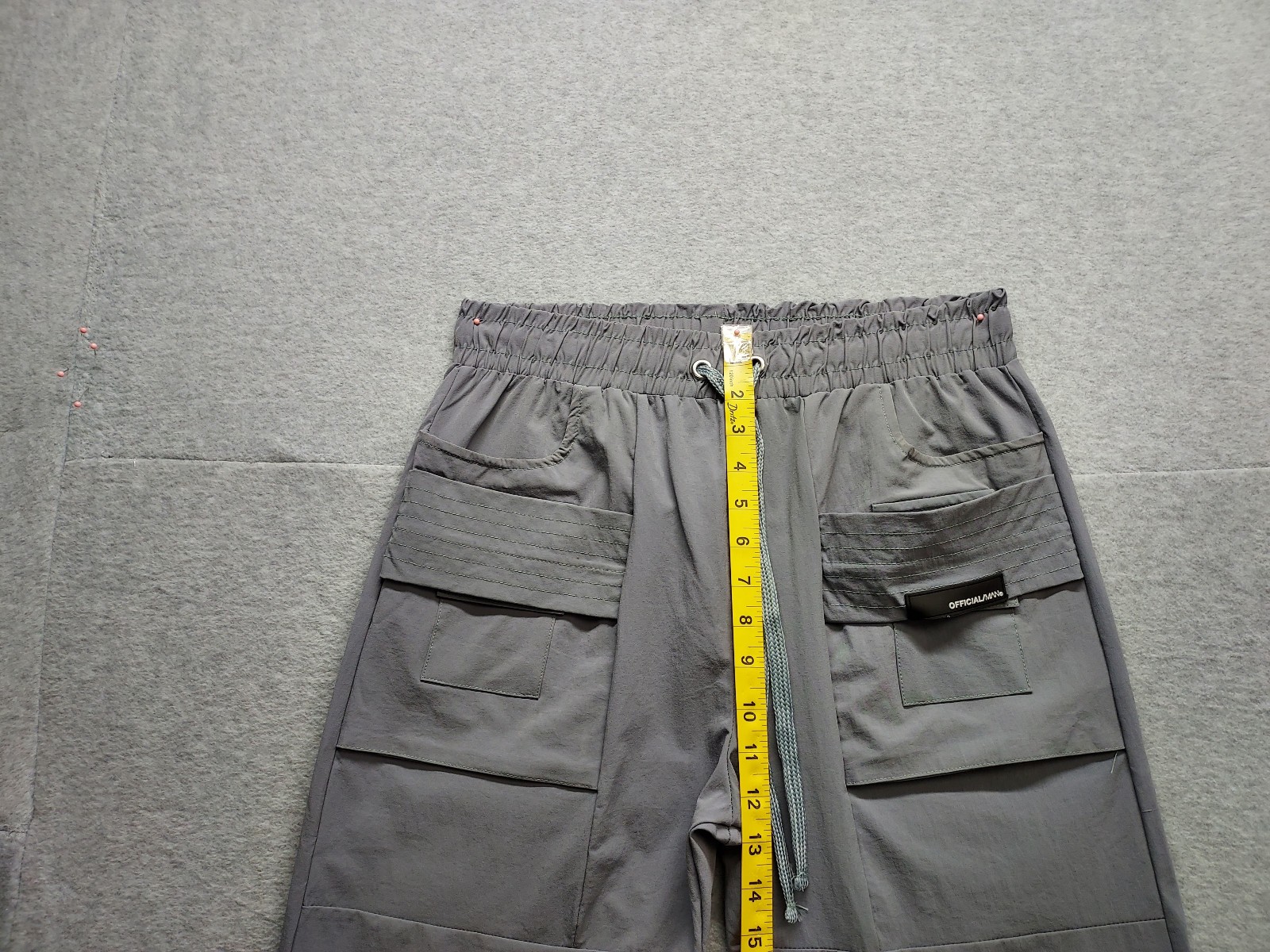 BoohooMan Men Cargo Pants M Gray Tapered Leg Drawstring Lined Mid Rise Casual