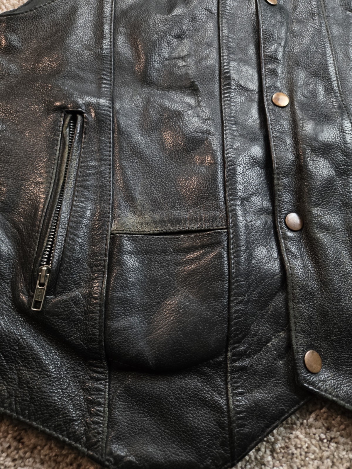 Street & Steel Gunslinger Leather Vest Mens Large Black Snap Front Lace Up