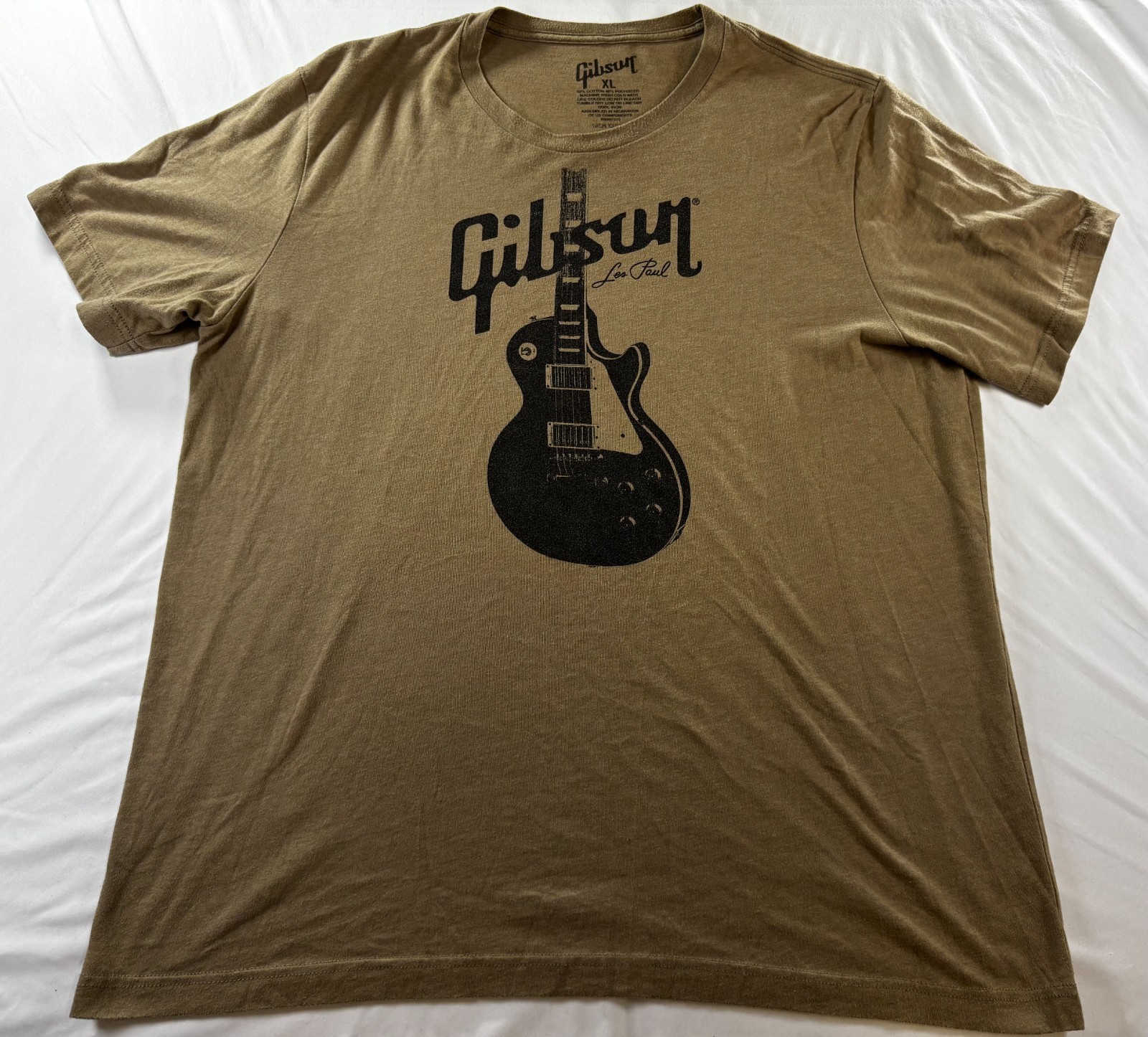 Gibson Les Paul Graphic T Shirt Mens Sz XL Olive Green Guitar