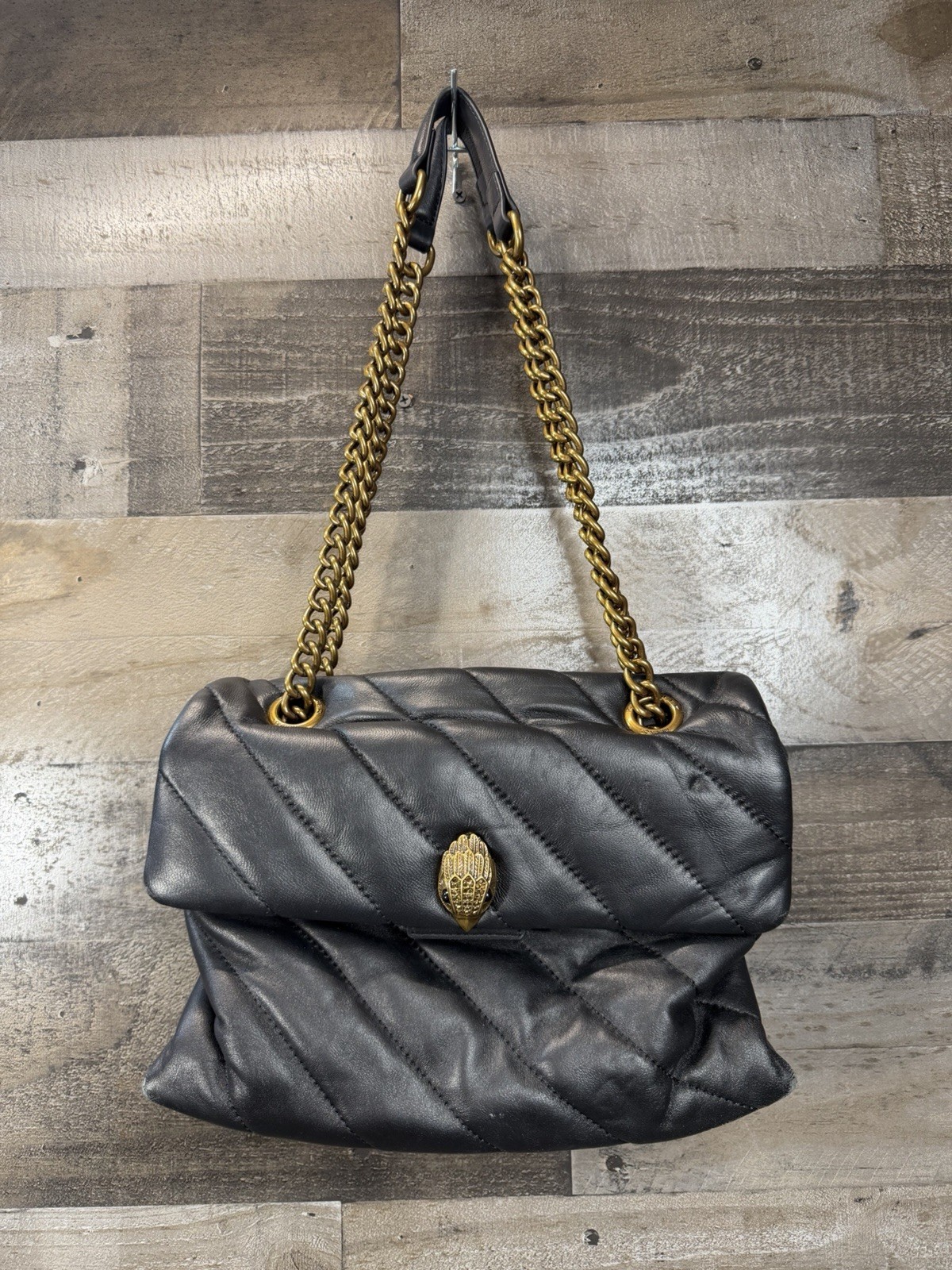 Kurt Geiger London Quilted Leather Shoulder Bag “The Soho” Black Purse