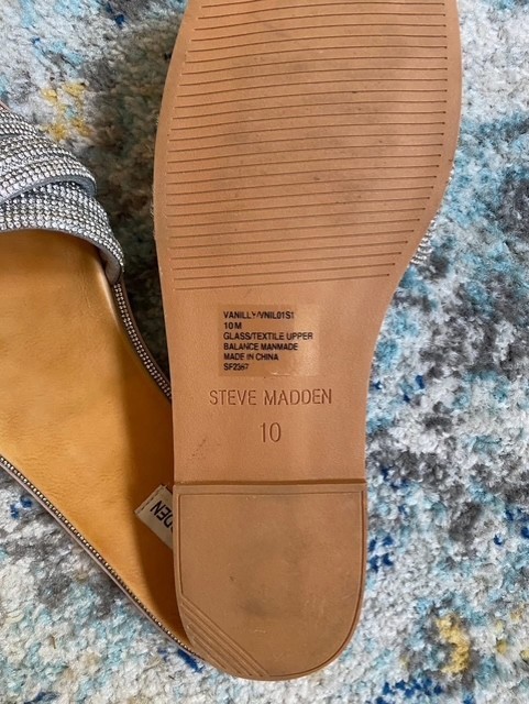 Steve Madden Womens Size 10 Sandal Rhinestone Strap Silver Slip On