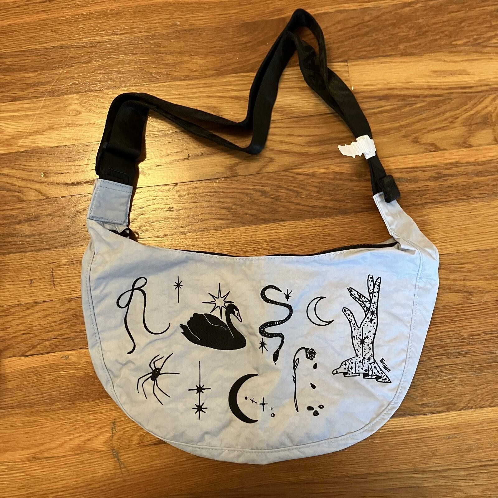 NWT Baggu Medium Nylon Crescent Bag Embroidered Ballet Icon Whimsigoth Witchy SO
