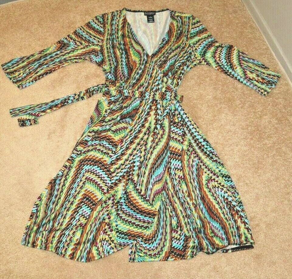 Wrap Around Dress Soho Apparrel LTD Size 6 Multi colored bright geometric design