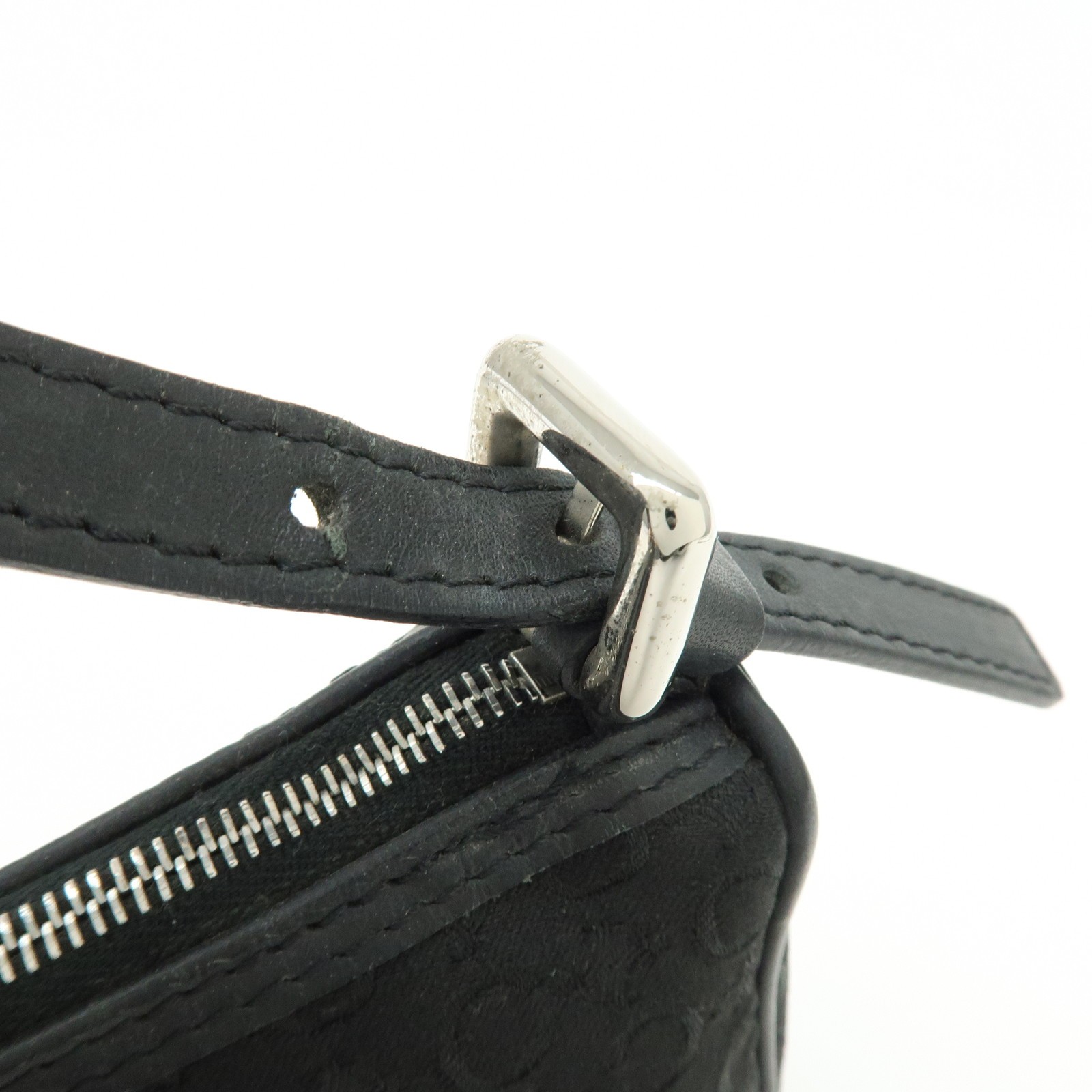 CELINE C Macadam Leather Shoulder Hand Bag Accessory Pouch Black Auth Used F/S