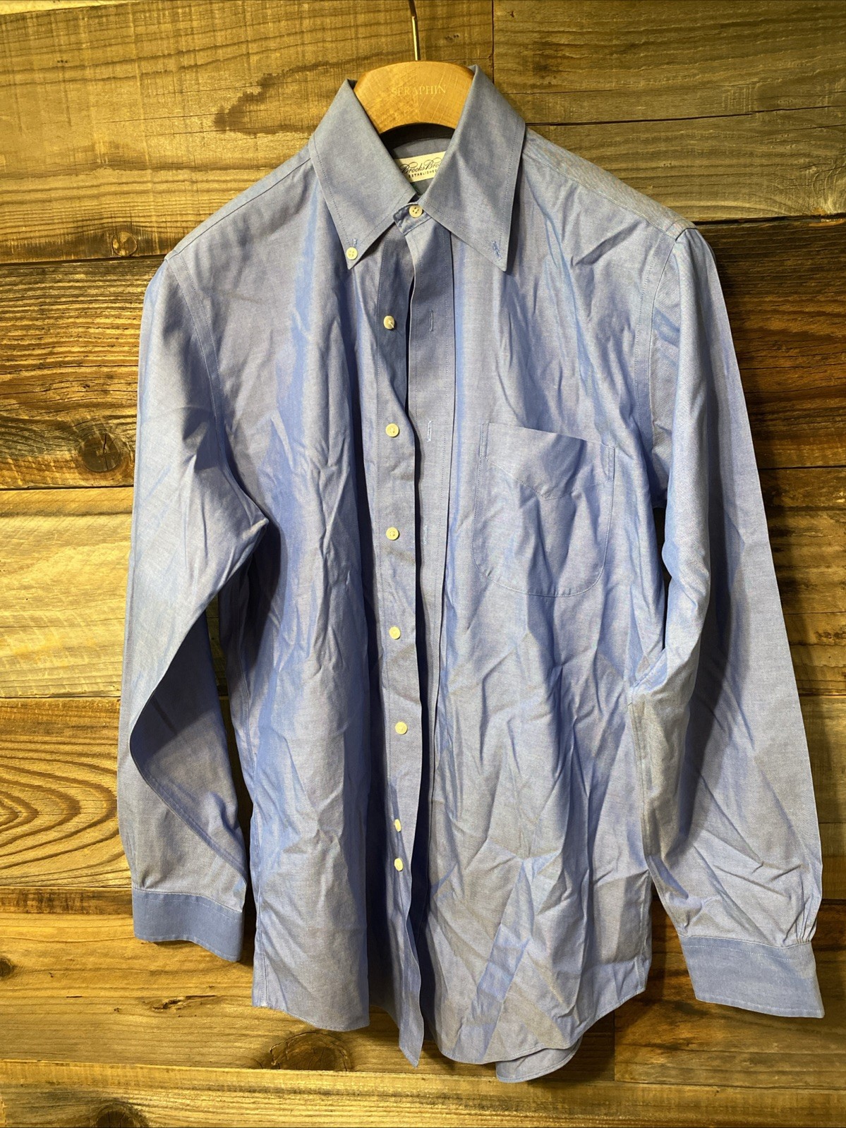 Brooks Brothers Mens Blue Long Sleeve Button Up Shirt Size 14.5 14 1/2 -33