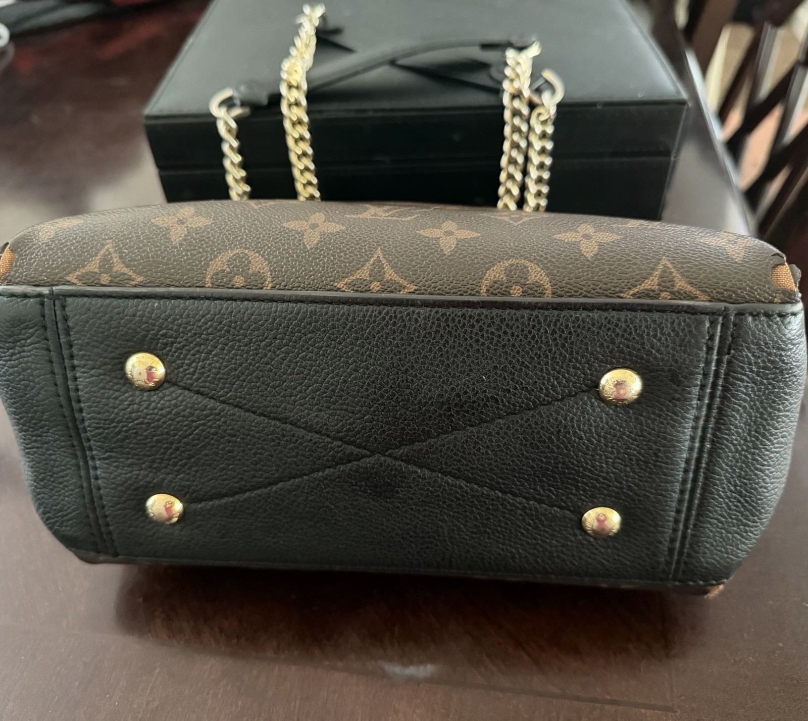 Louis Vuitton Monogram Brown and Black Surene BB Zip Chain Strap Gold Hardware