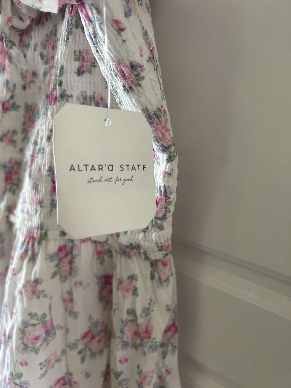Altar’D State Altard Kathy As Ivory/ Pink Floral Print Dress Size S $84