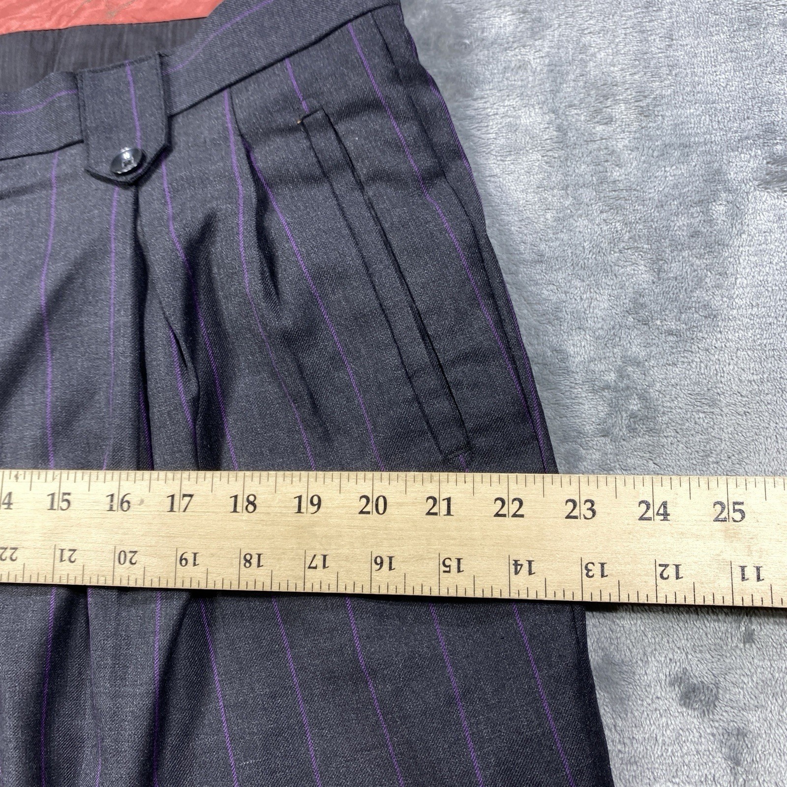 Tiglio Rosso 3 Piece Suit 36L Striped 150s Wool Blazer Vest Pleat Pants Italy