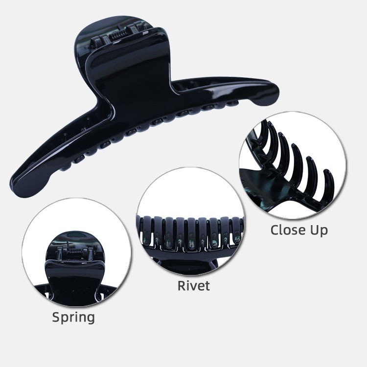 4 Pcs Black Plastic Large Curved Hair Jaw Claw Clip Clamp Folding Clips 118mm