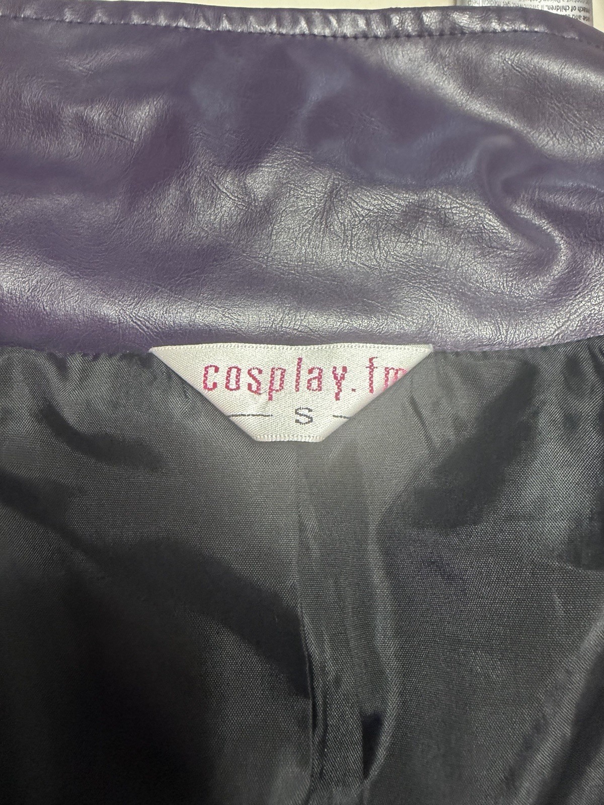 Cosplay.fm Purple PVC (PU) Cosplay Jacket Size S Gold Buttons Zipper Polyester