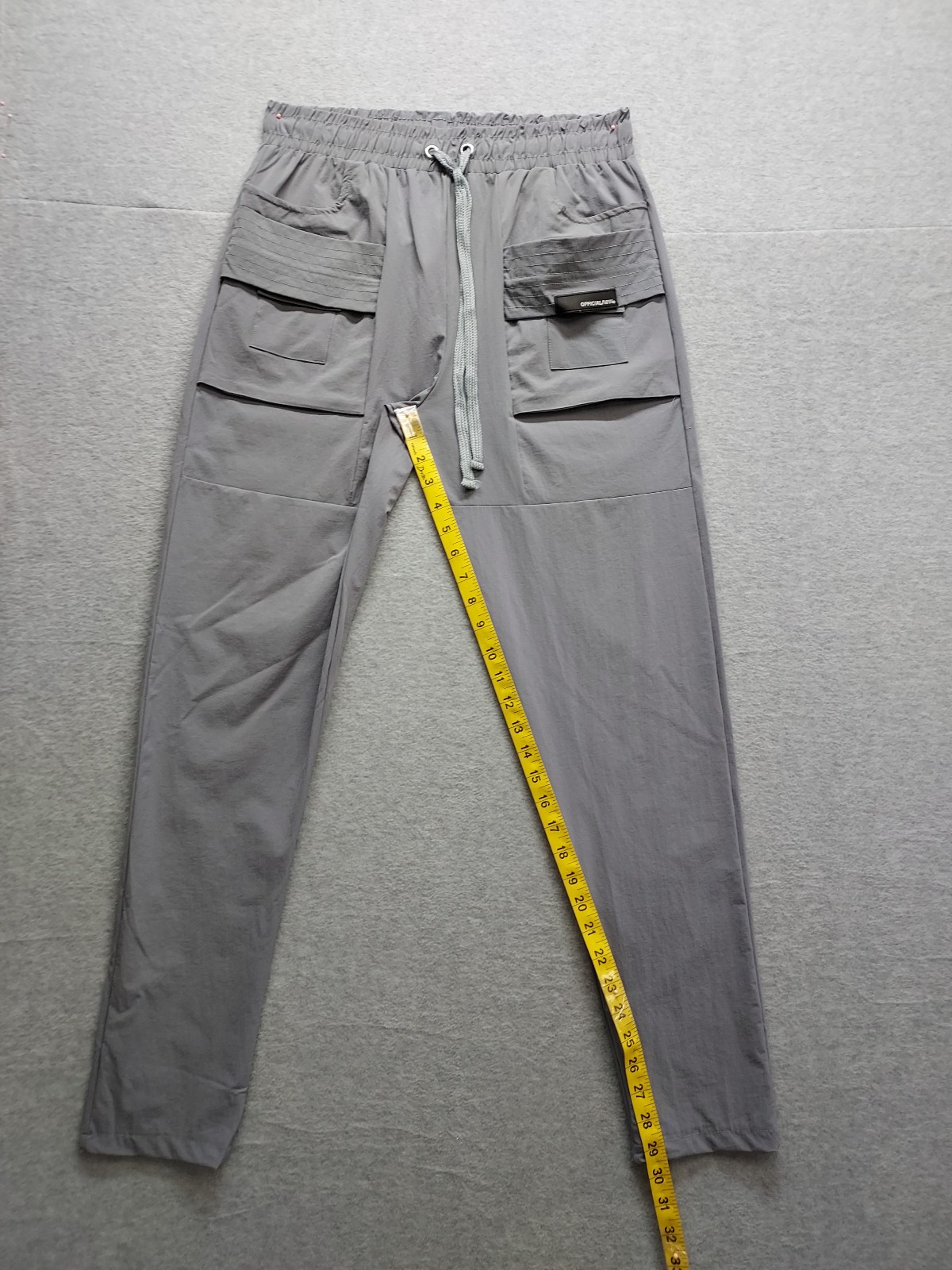 BoohooMan Men Cargo Pants M Gray Tapered Leg Drawstring Lined Mid Rise Casual