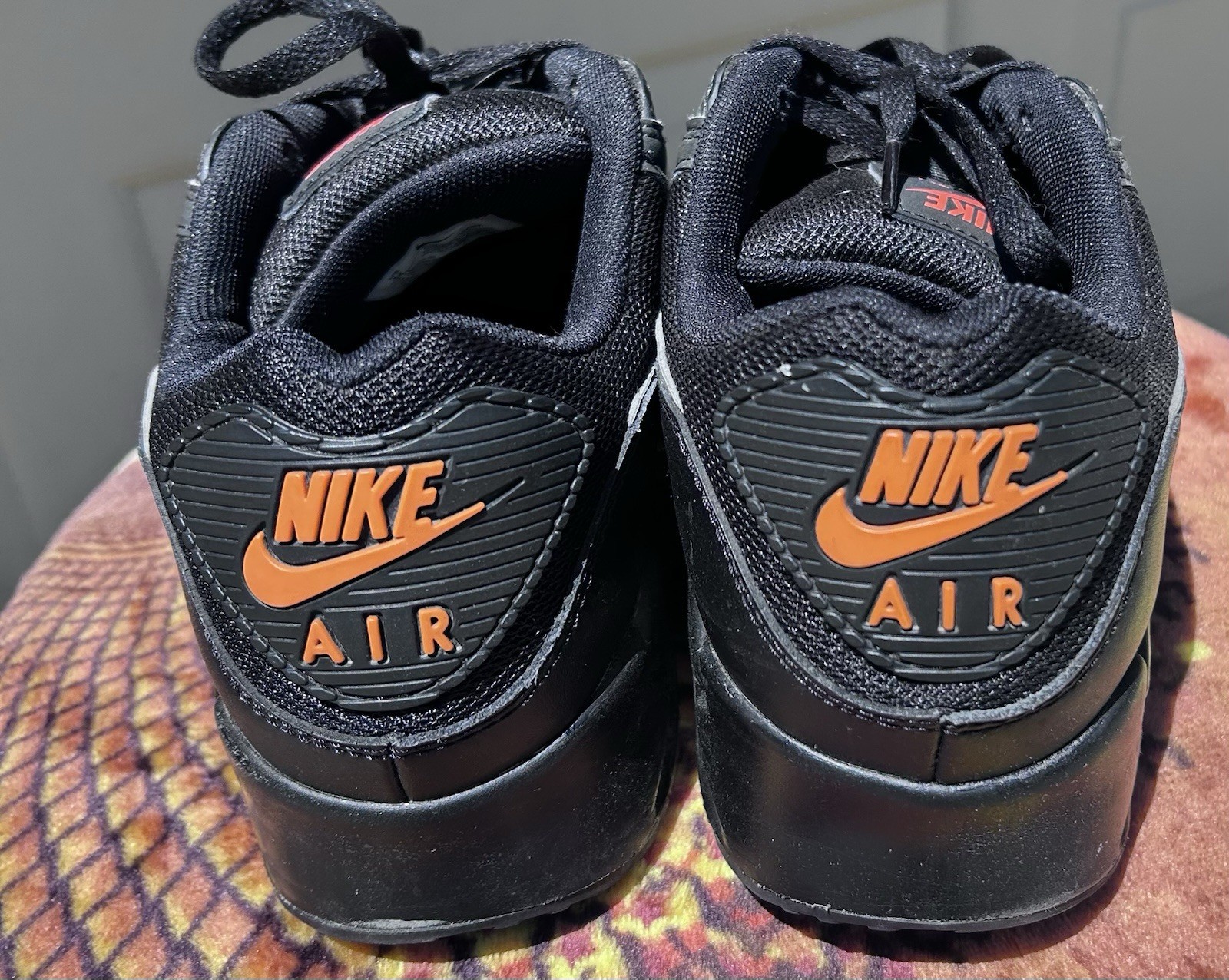 Nike Air Men’s Black/Orange Low Top Lace-Up Athletic Sneakers