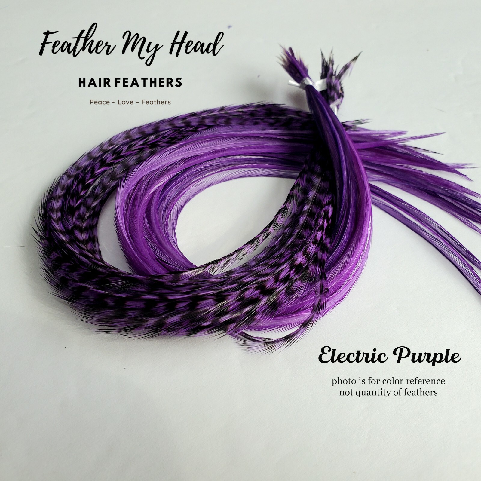 Feather Hair Extension Kit, (6) Long Hair Feathers – Electric Purple