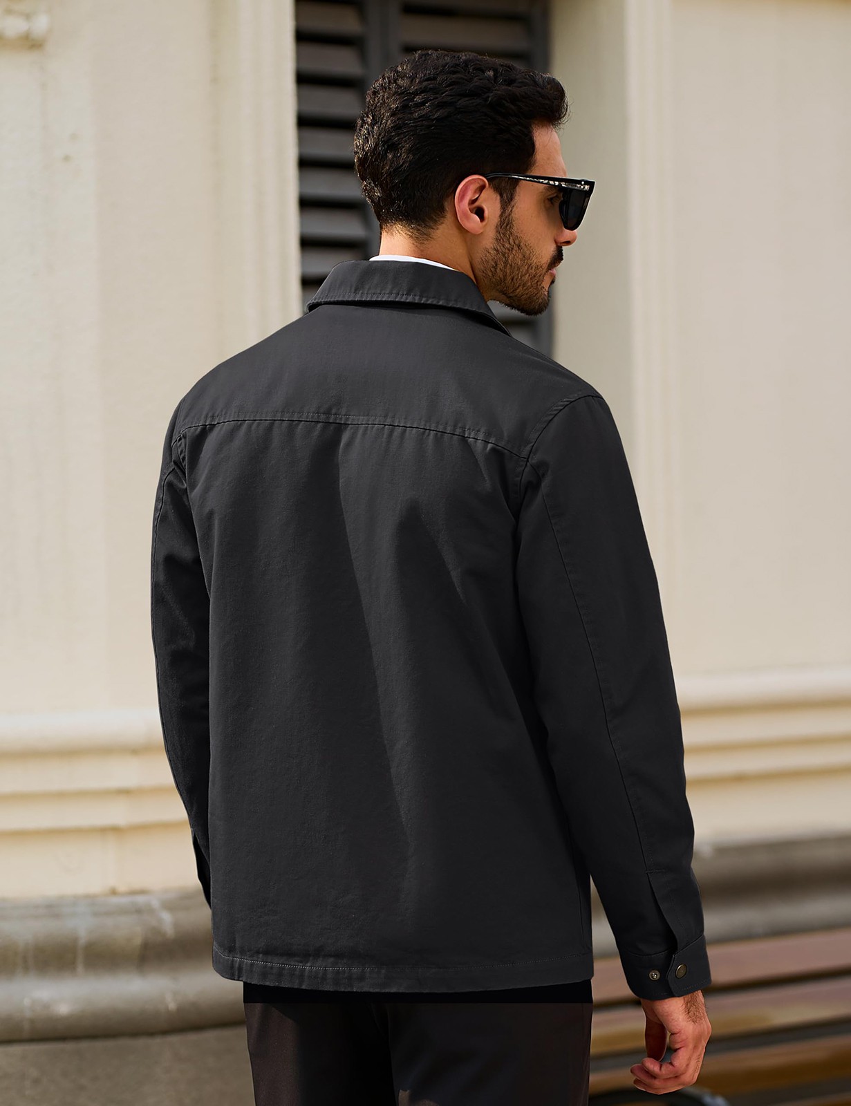 Mens Lightweight Jackets Cotton Windbreaker Turndown Collar Business Casual Work