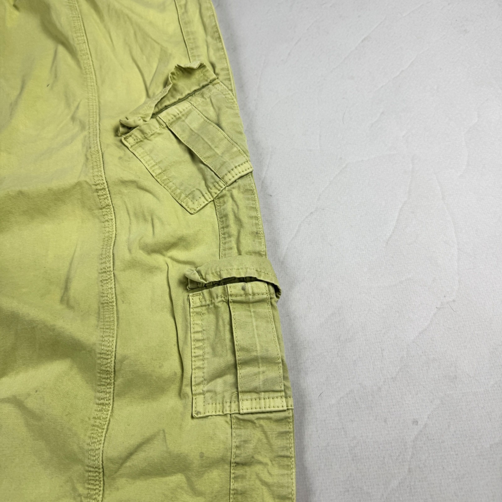 Womens Y2K Lime Green Cargo Pants Wide Leg Utility Multi Pocket Streetwear Baggy