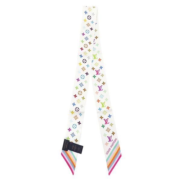 LOUIS VUITTON Vintage LV Monogram Multicolor Bandeau Scarf Silk Hair 902245