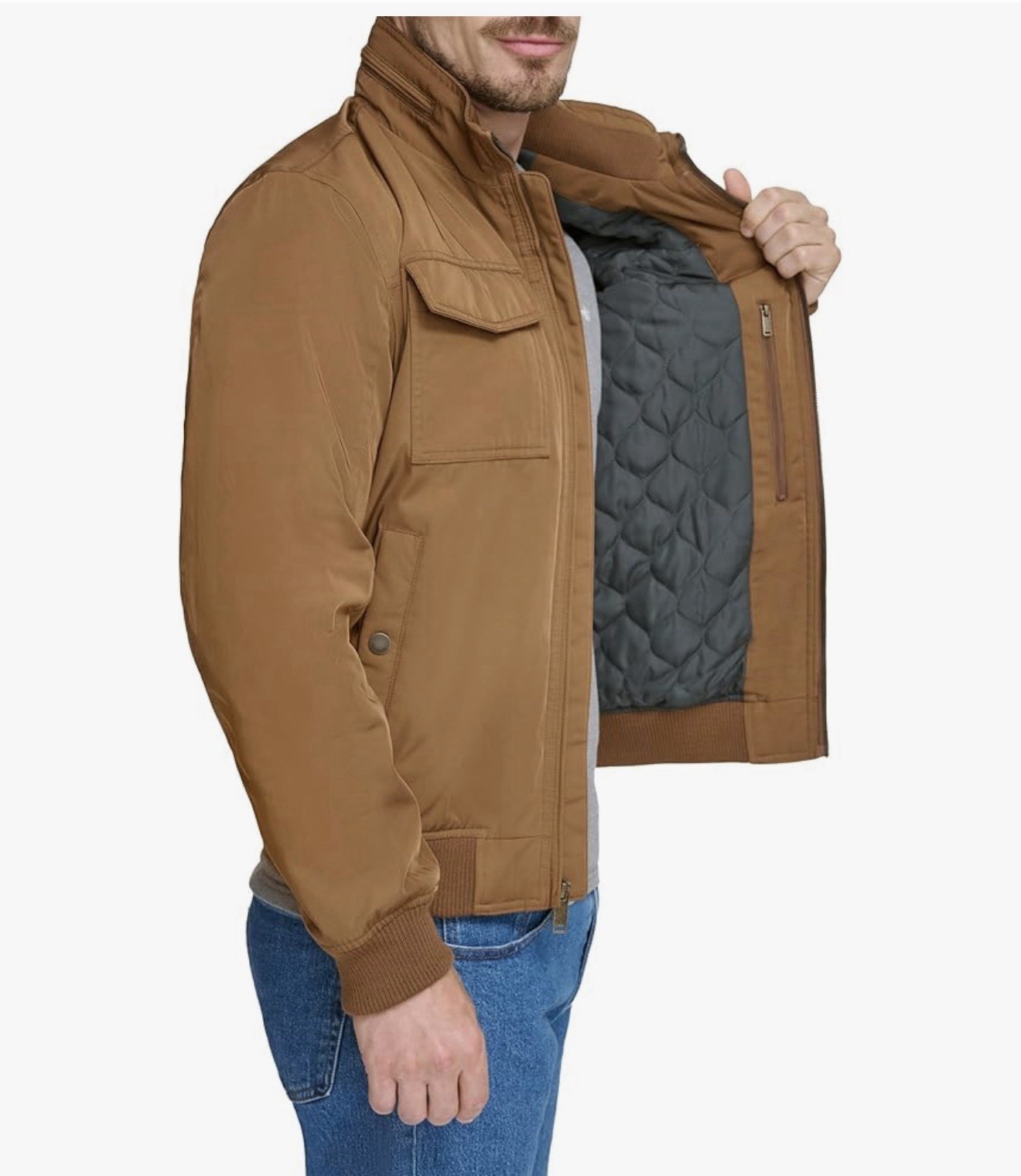 Dockers Men’s Quilted Lined Bomber Jacket Brown 2X
