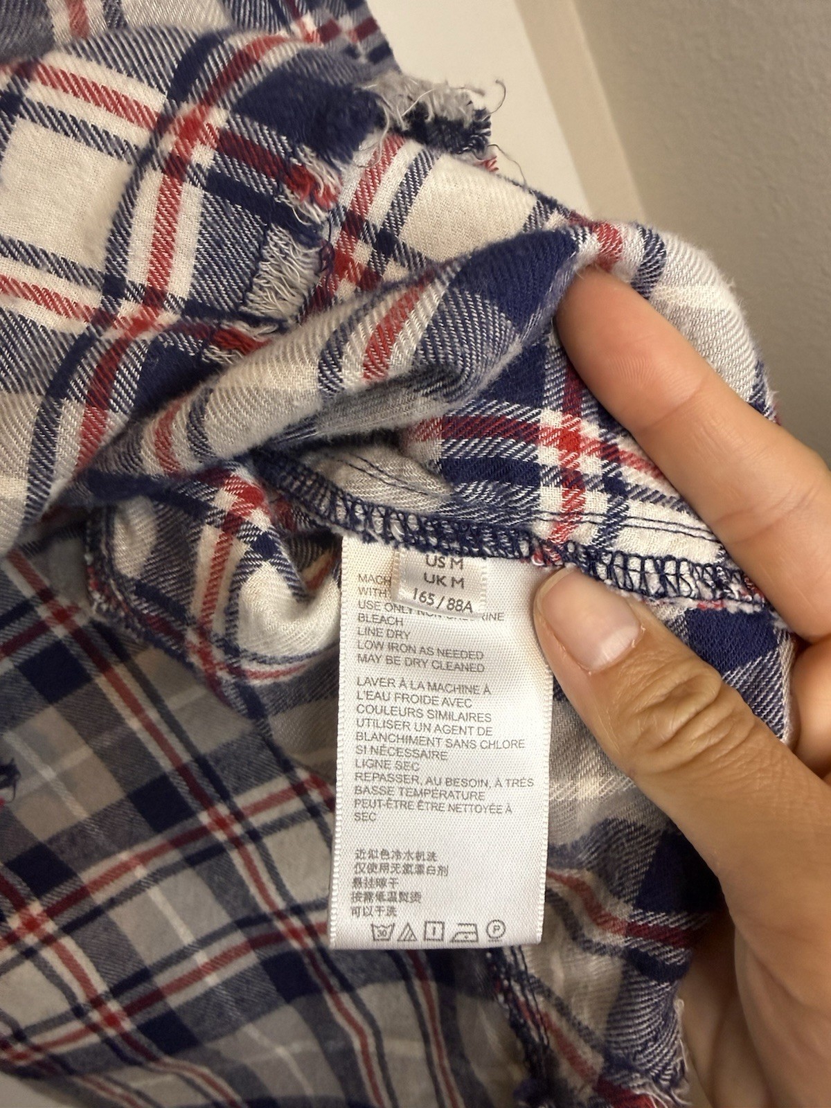 BDG WOMEN M Blue/White/Red Plaid Flannel Long Sleeve Button-Up Shirt Pocket