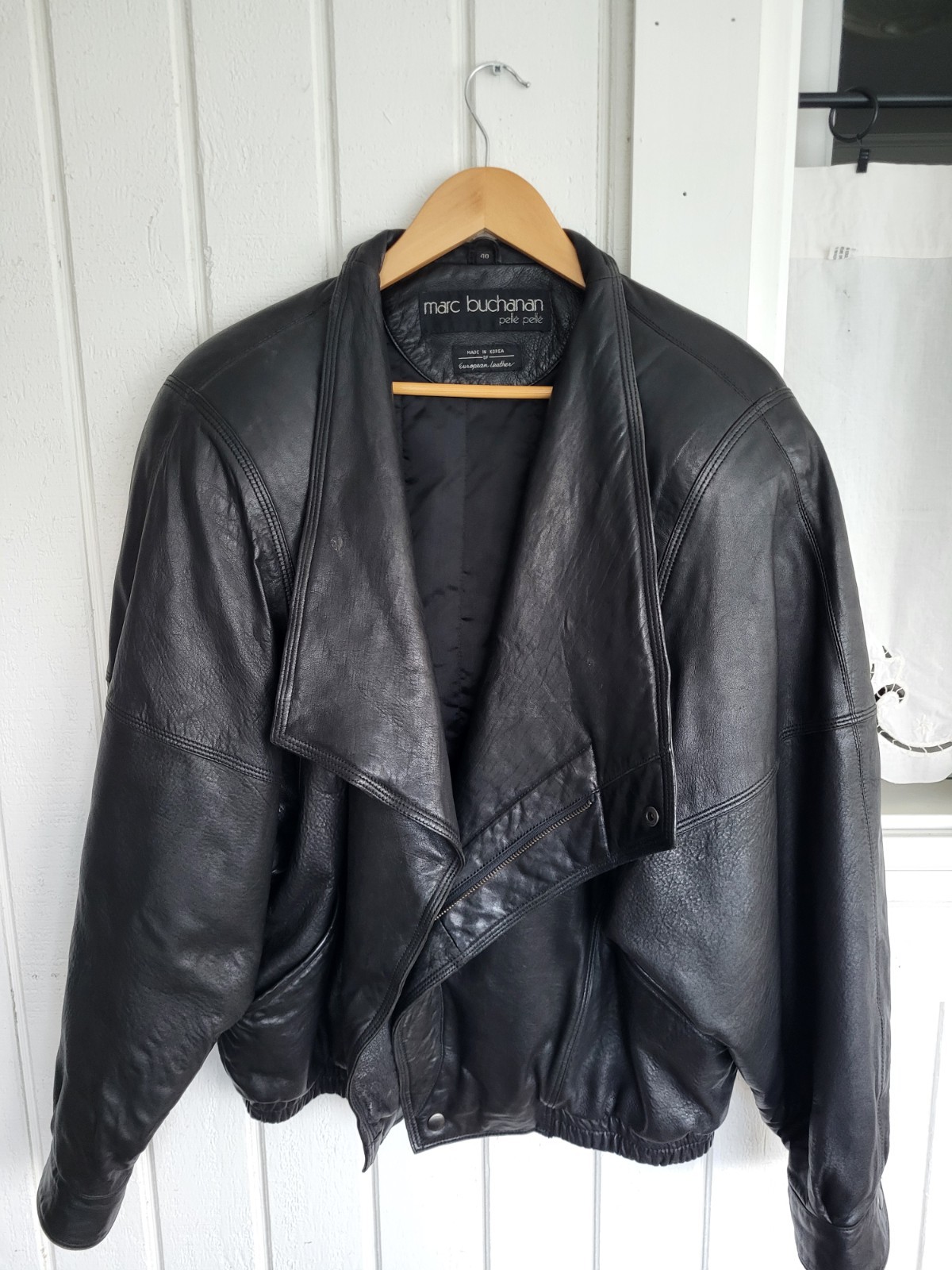 Marc Buchanan Pelle Pelle Padded Leather Jacket Vintage 80’s Made Korea Size 40