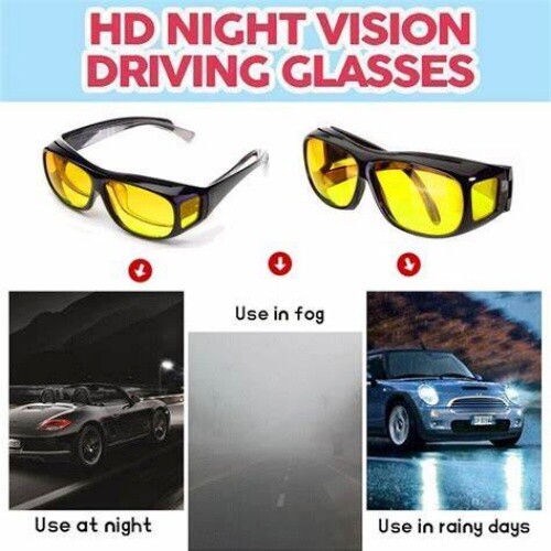 Night Driving Glasses HD Anti Glare Vision Polarized Yellow Lens Tinted Unisexs