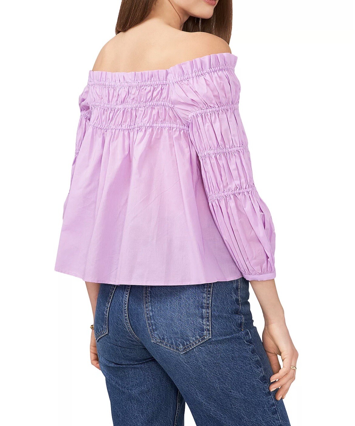 Vince Camuto Tiered Off-the-Shoulder Top, Iris, Small, New $88