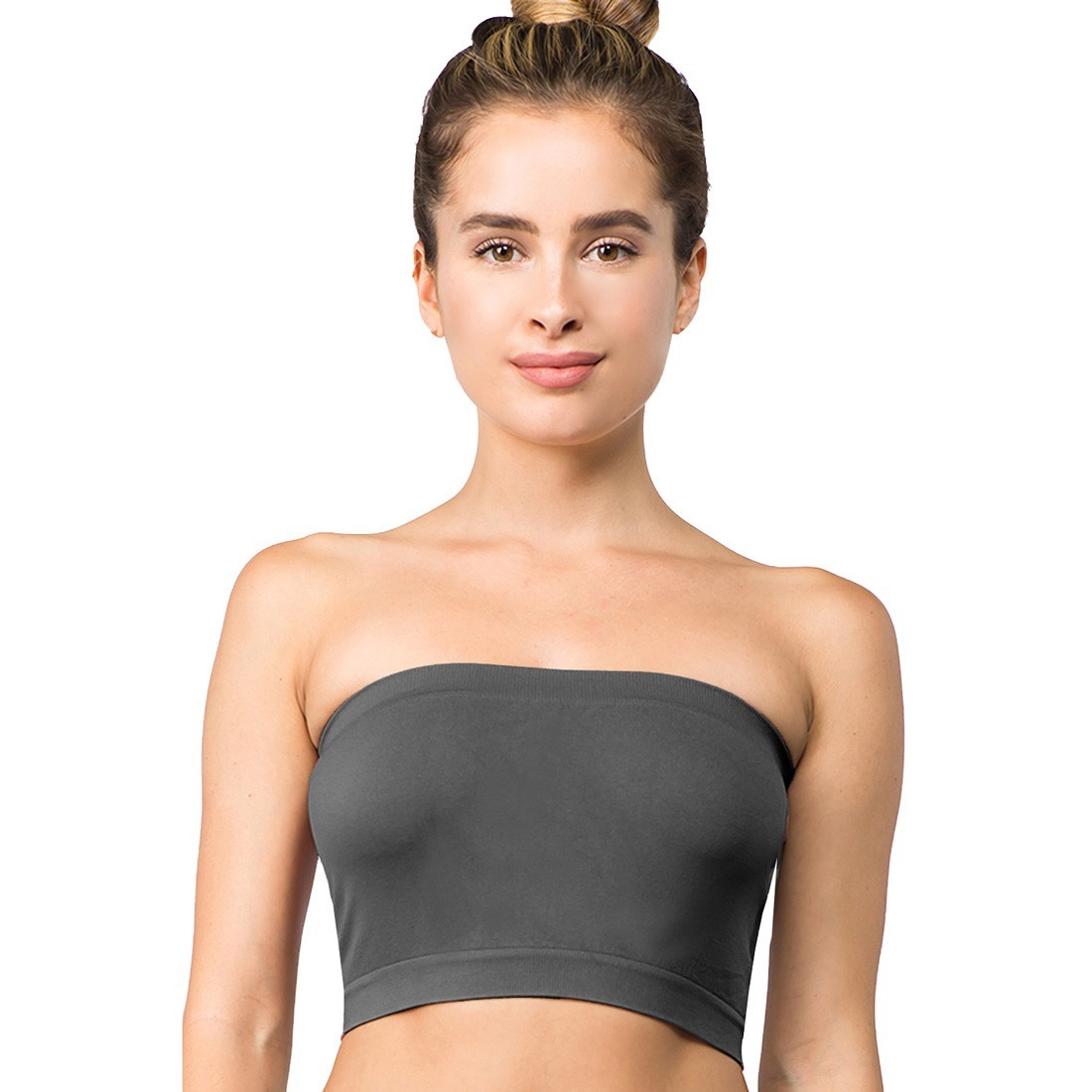 Seamless Tube Top Bandeau Stretchable Spandex Bra (Regular & Plus Sizes)