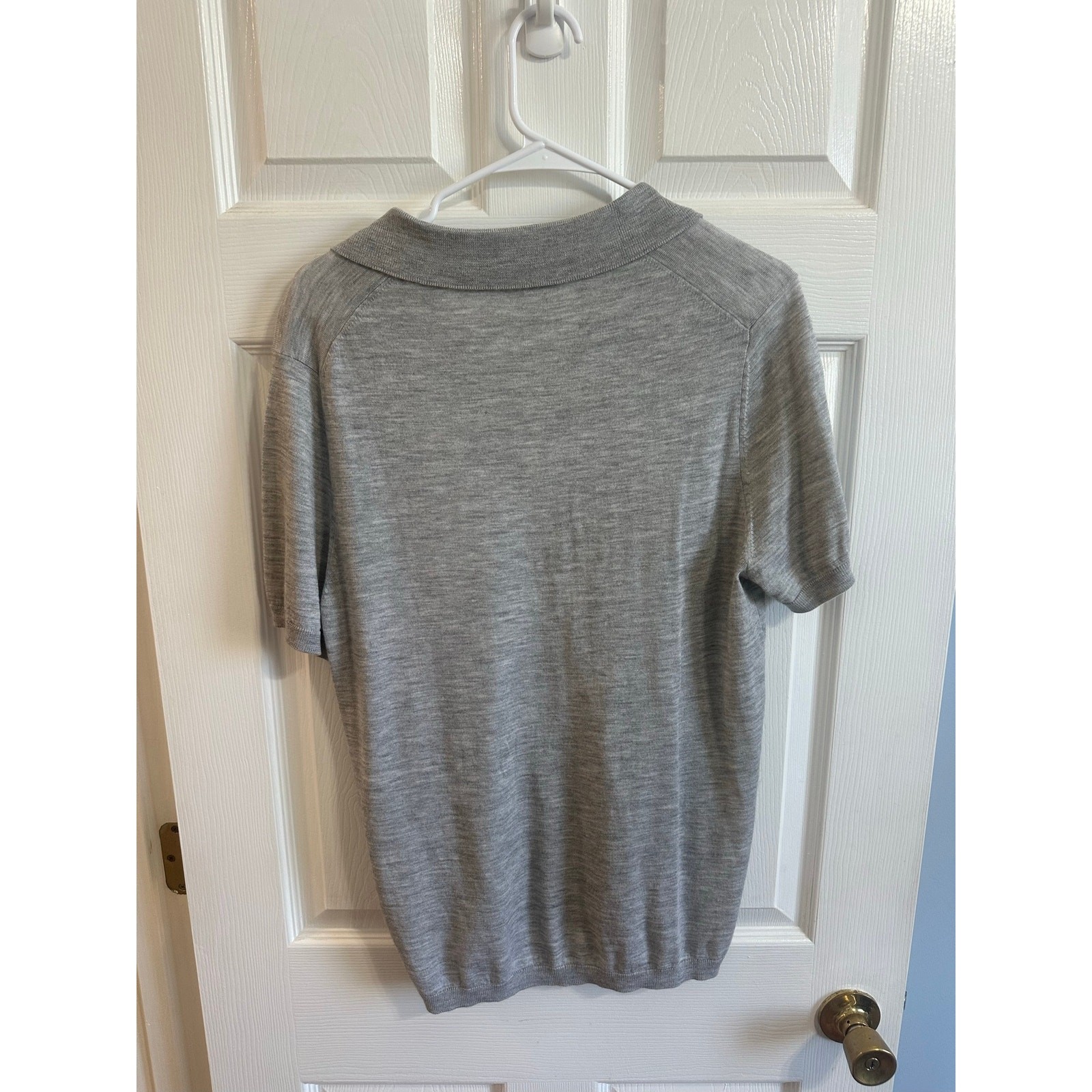 FTC ShortSleeve Knit Cashmere Lyocell Johnny Collar Polo Shirt Gray Sz M/50 Nice