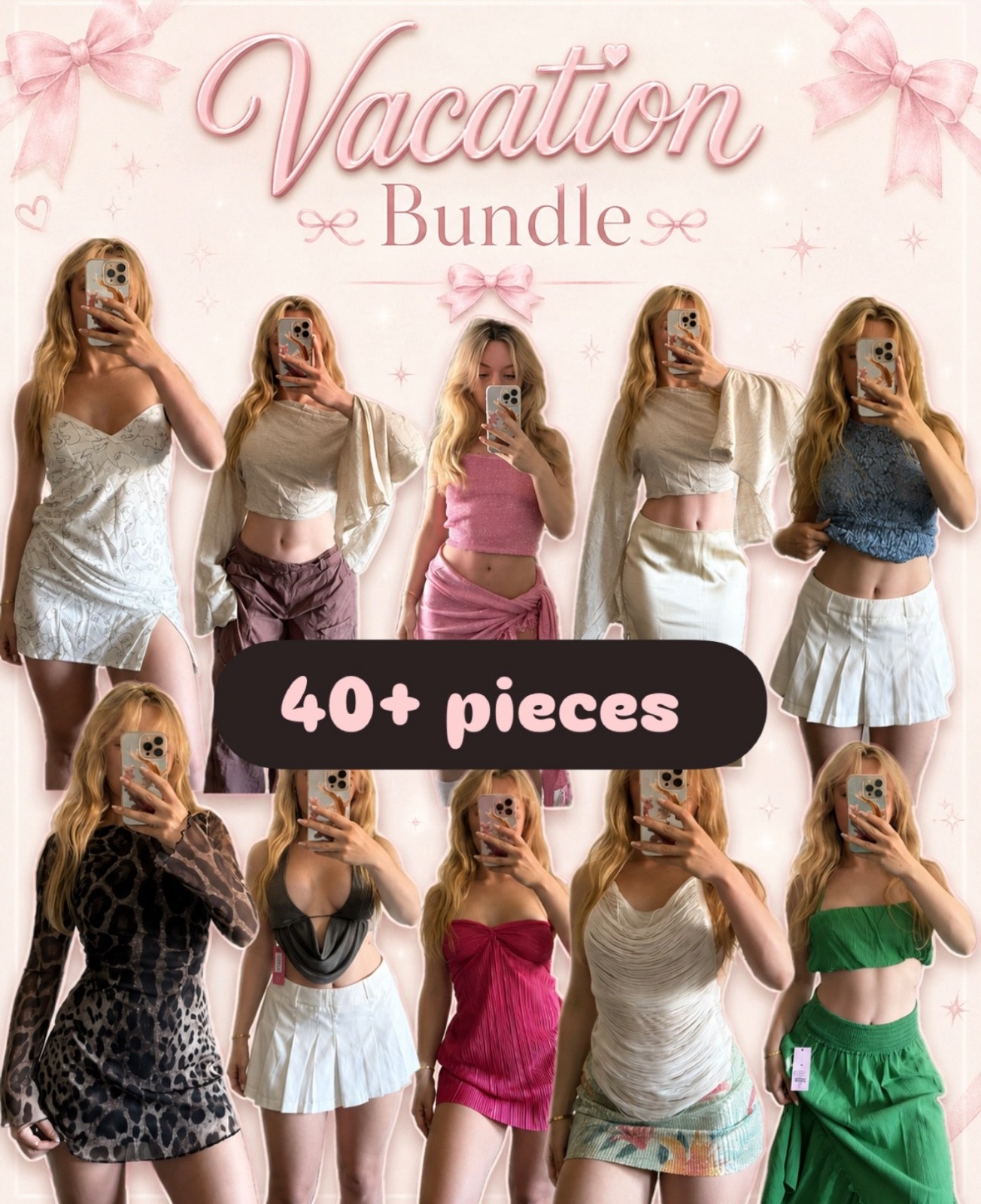 40+ Piece Women’s Vacation Clothes Bundle Resort Wear Summer Beach Lot S-M