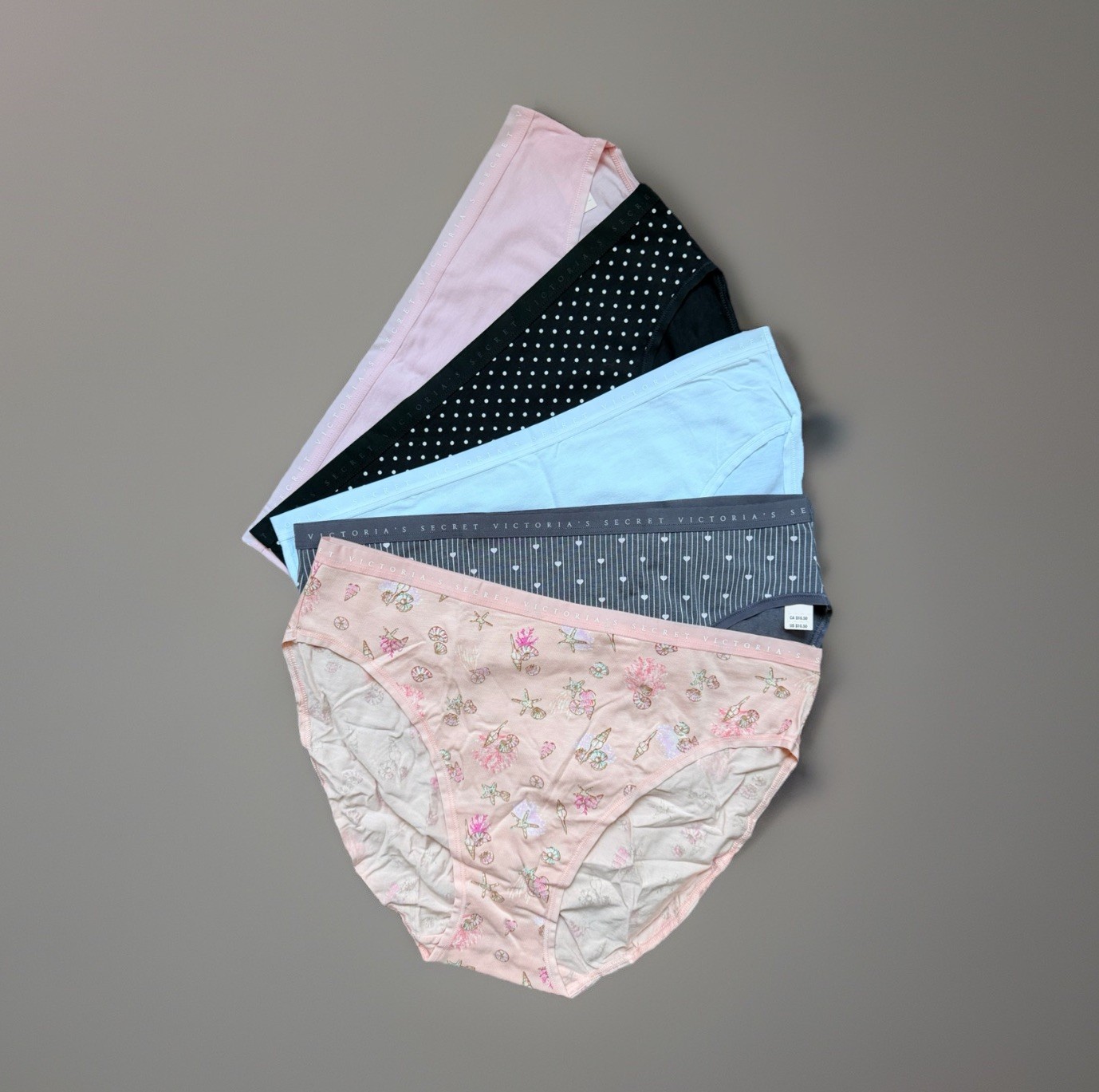 Lot 5 Victoria’s Secret sz L High-Leg Brief Cotton Logo Panty Bundle Pack