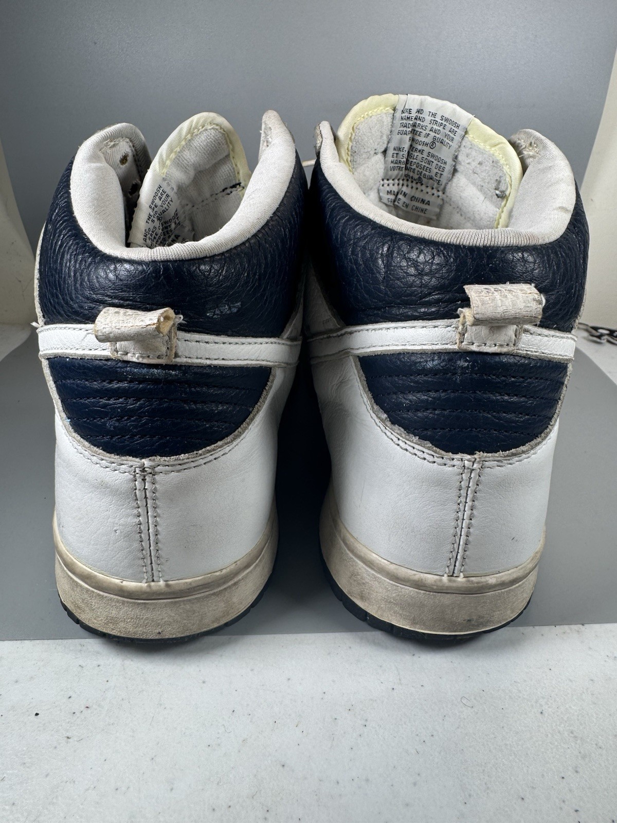 Nike Dunk High White Navy 830383-412 Men’s 10.5 Vintage 2000 Used