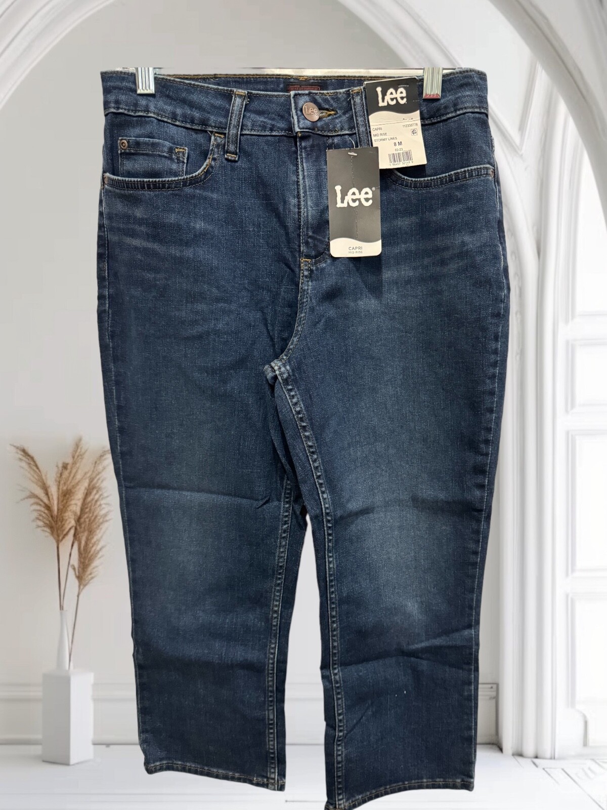 Lee Mid-Rise Capri Jean Regular Fit Size 22M, 22 in. Inseam, Stormy Lines, New