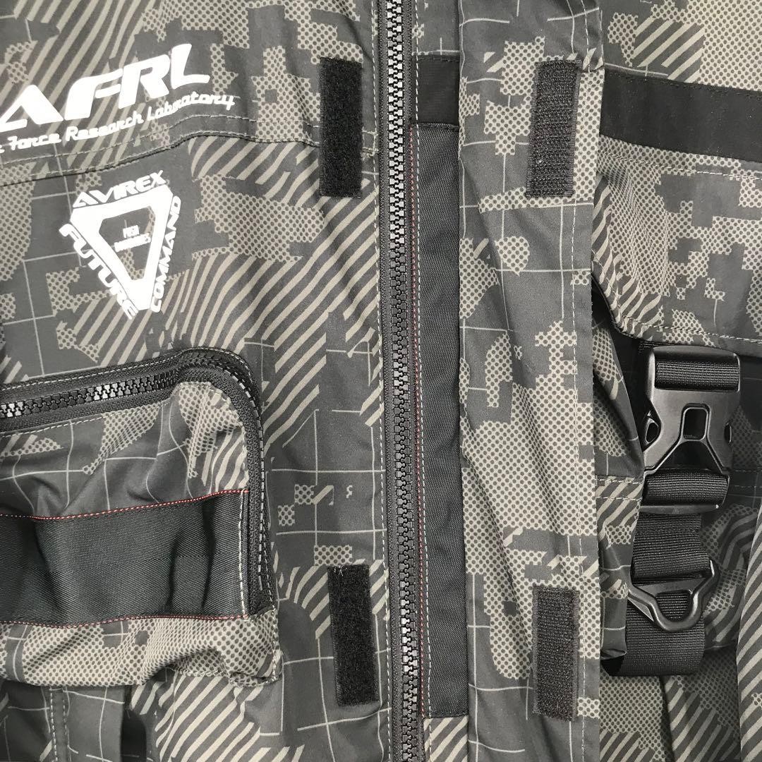 AVIREX Nylon Camouflage MULTI FUNCTIONAL Jacket Blouson Coat Men Size XL Black