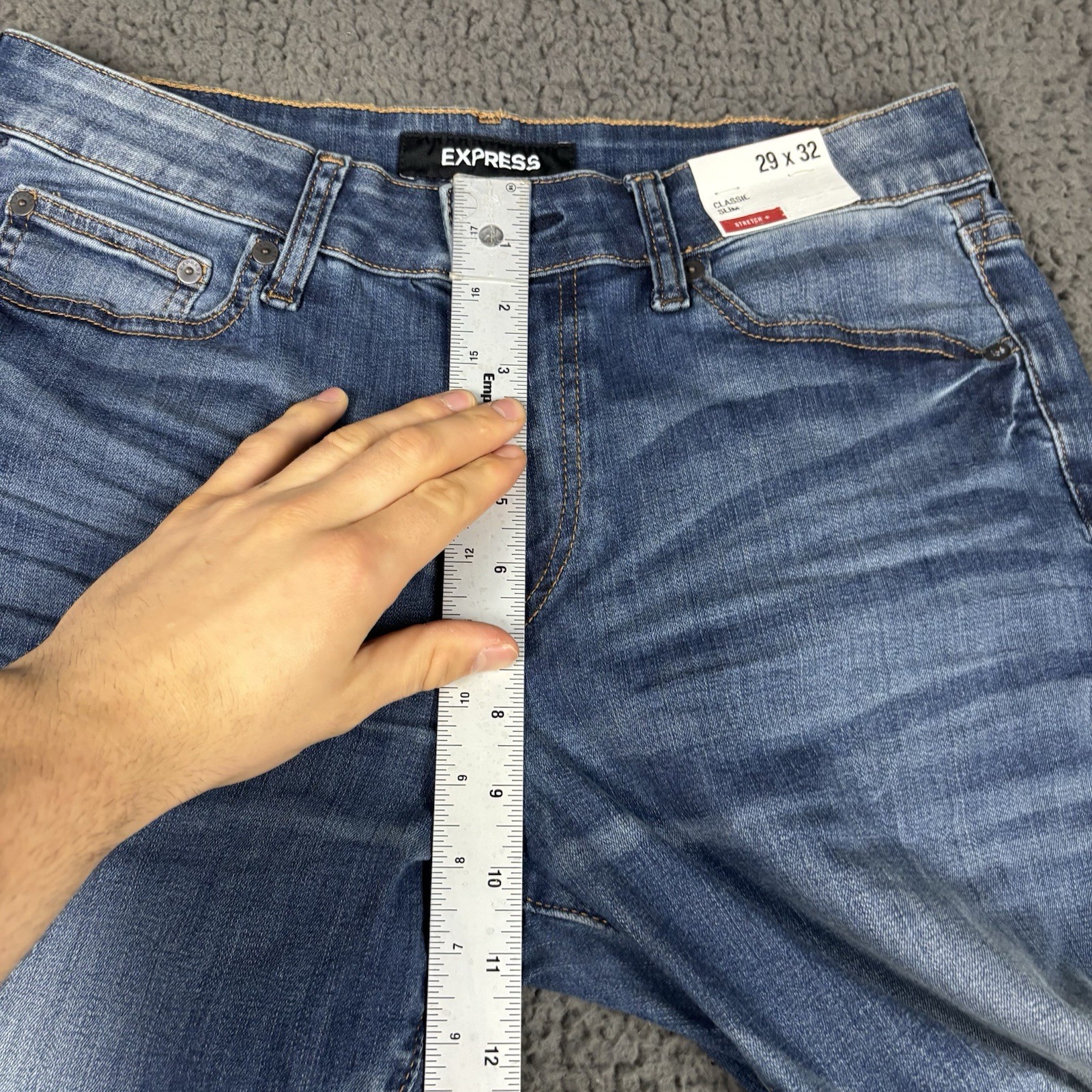 Express Mens Jeans ACTUAL 31×32 Classic Slim Stretch Blue Denim TAG 29×32
