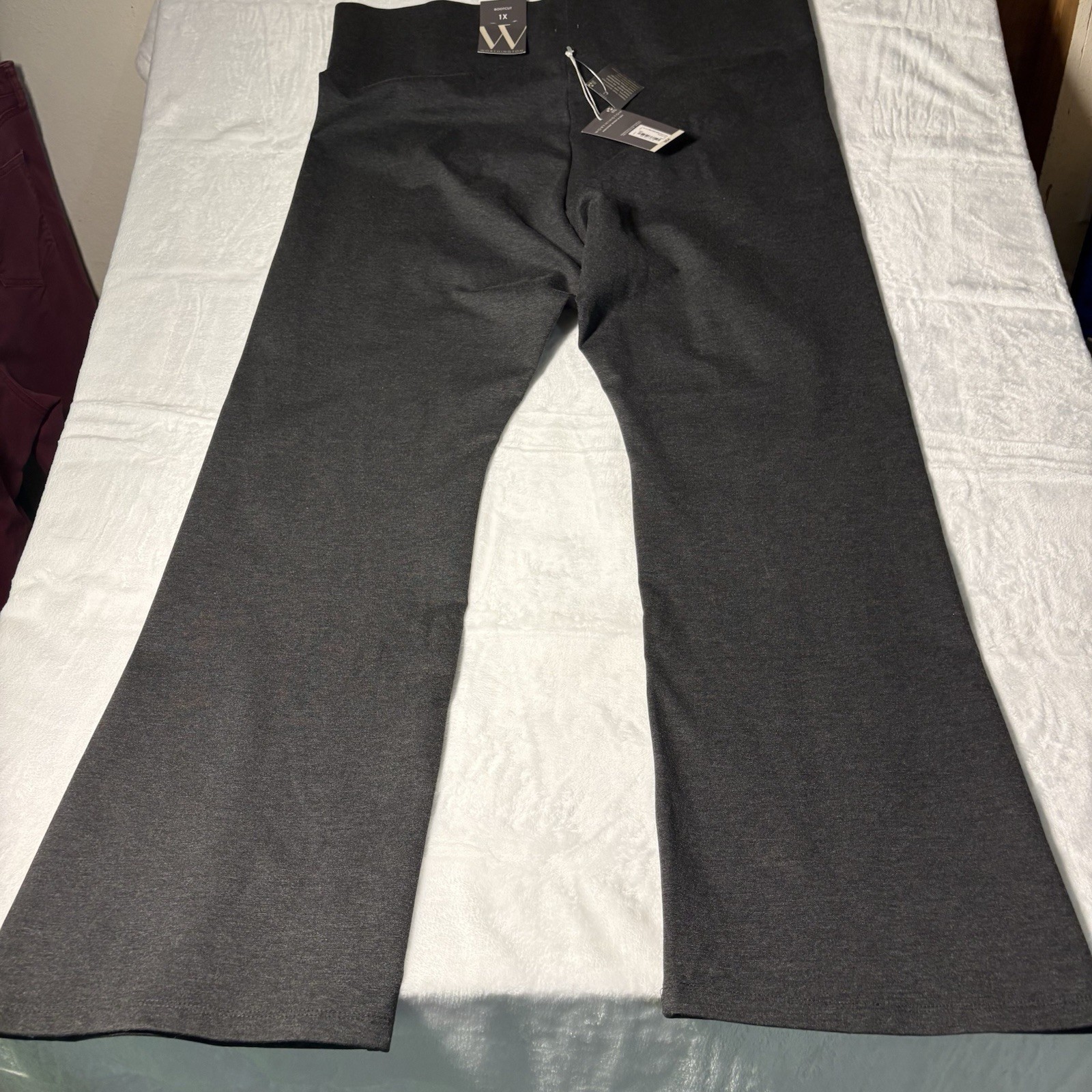 Worthington Womens Plus Size Pants 1X Ultra Sculpting Pull On Grey Bootcut