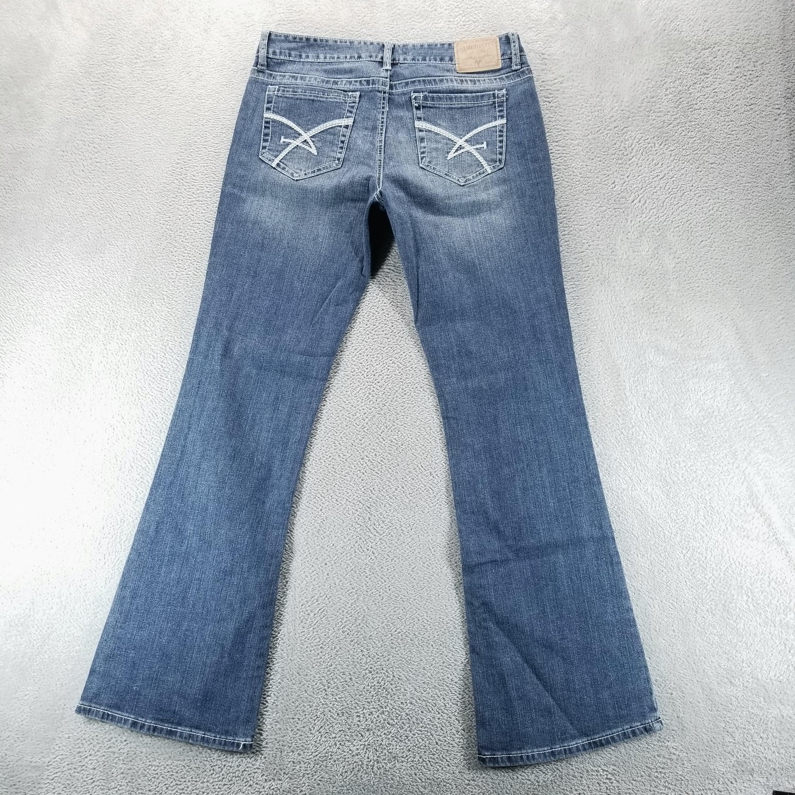Amethyst Jeans Womens 11 Blue Bootcut Low Rise Stretch Medium Wash Embroidered