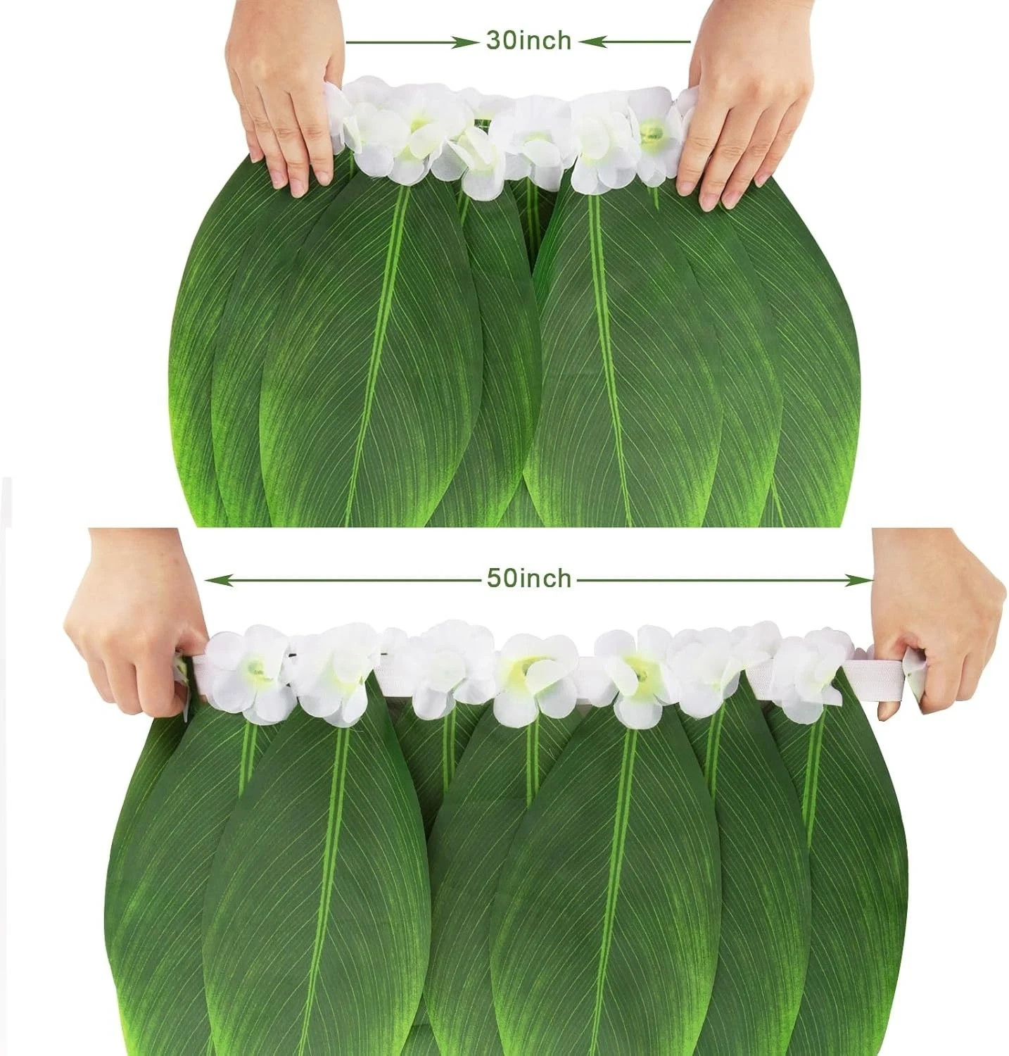 DomeStar Leaf Hula Skirt and Garland Set, Hawaiian Style Halloween Dress Costume