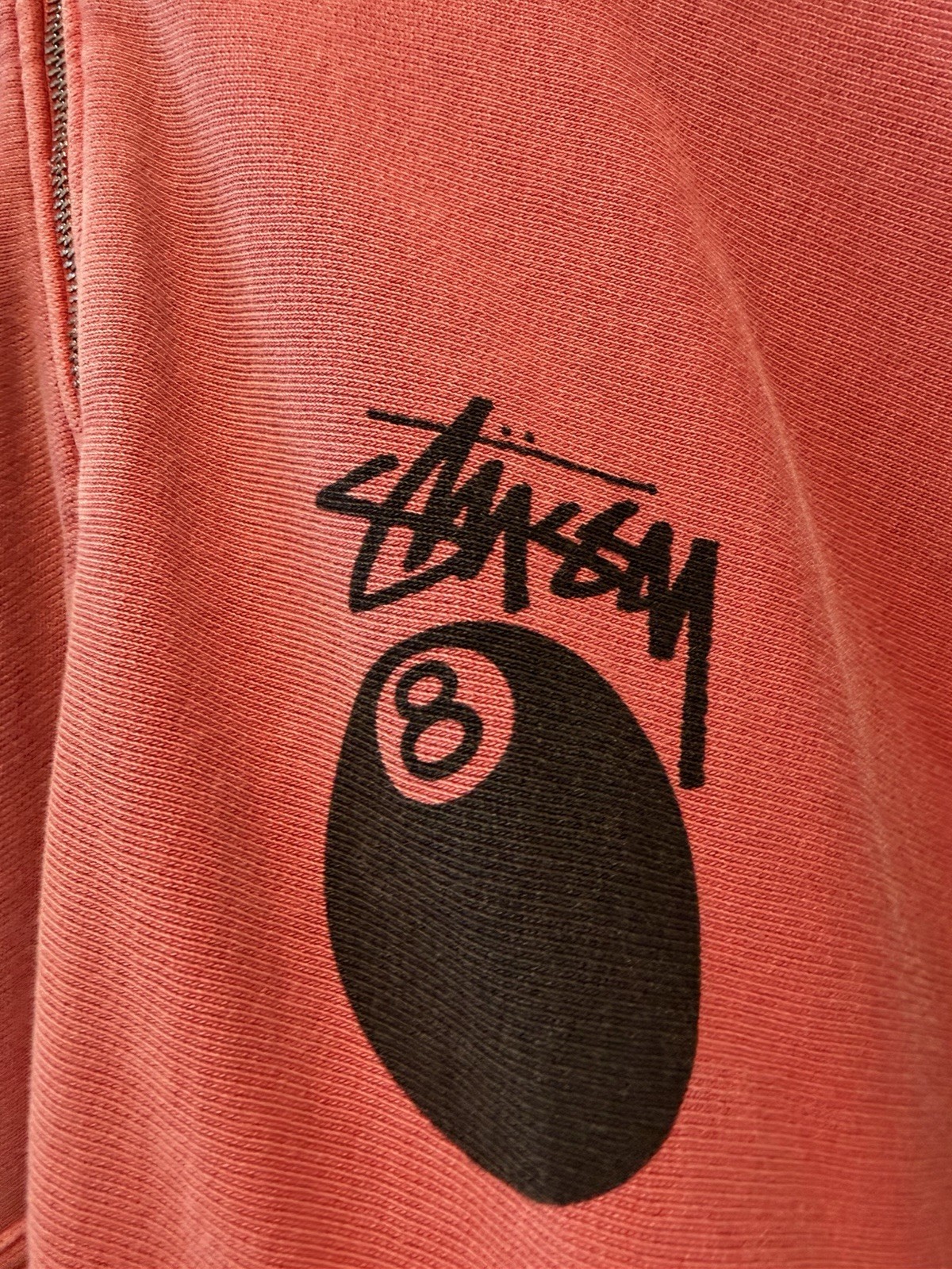 Stussy 8 Ball Pigment Dyed Full Zip Red Hoodie