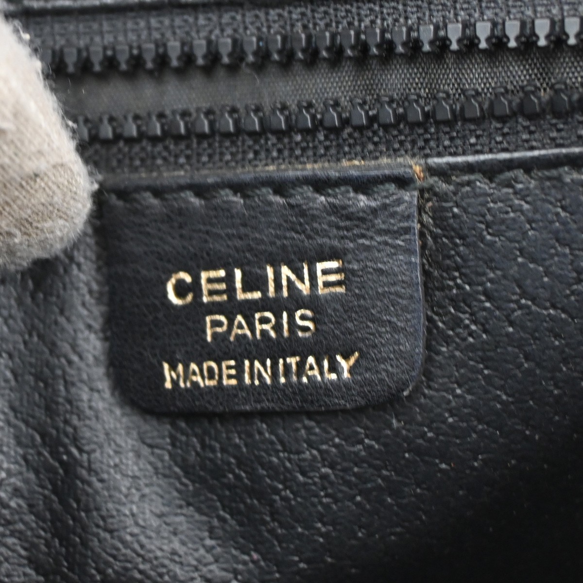 CELINE Ring Logo Shoulder Bag Leather Black Italy GHW 67CA399