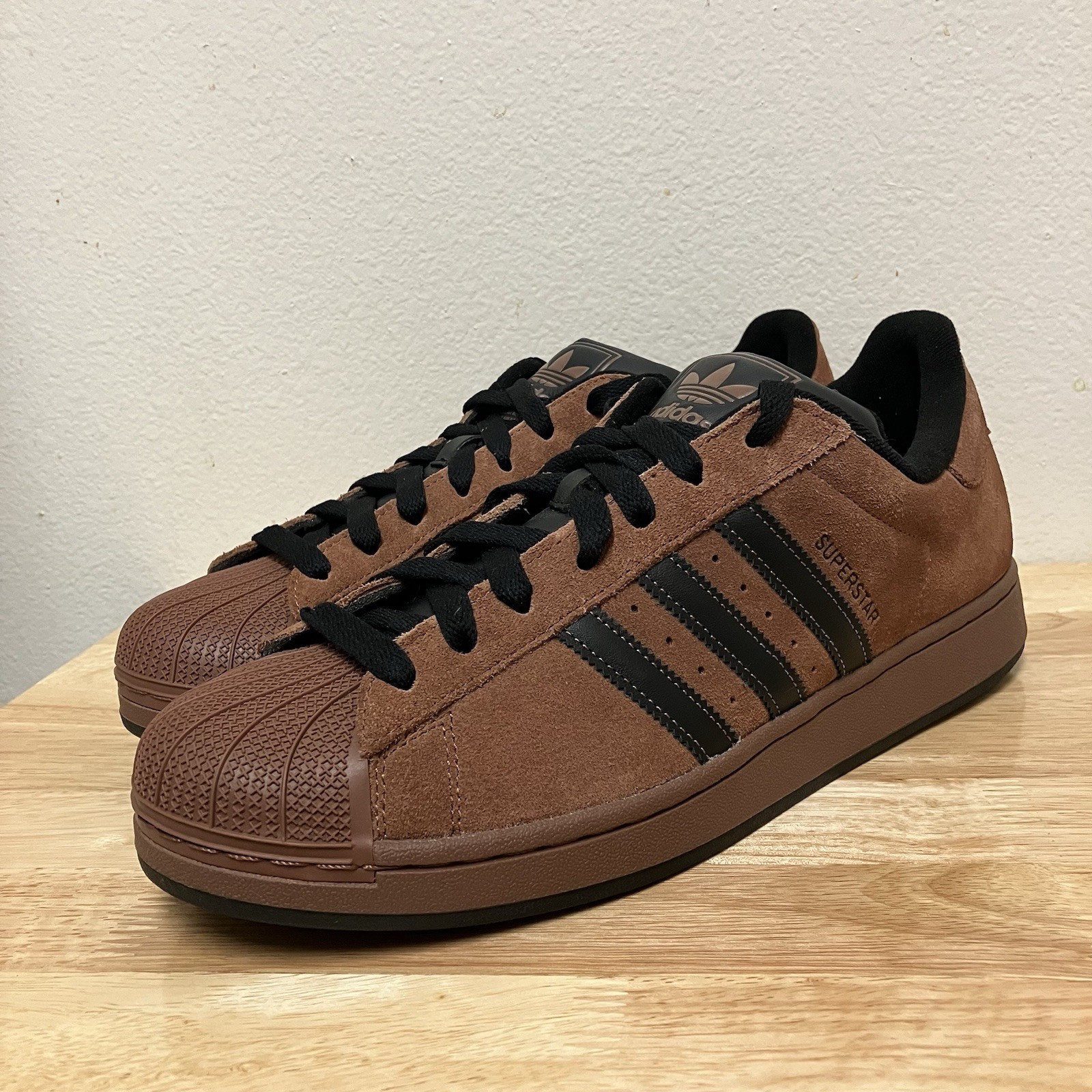Size 13 Men’s Adidas Superstar Athletic Shoes Brown Black Footwear Sneakers
