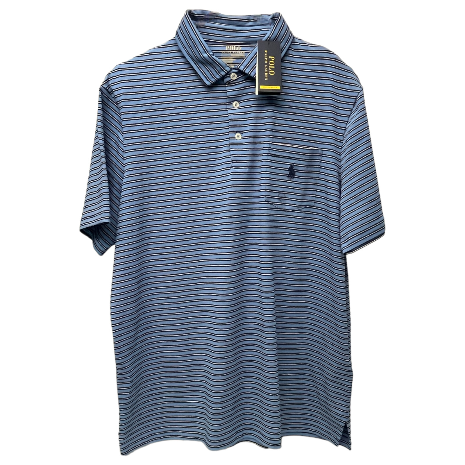 Polo Ralph Lauren Mens Performance Short Sleeve Shirt Blue Striped Jersey $98