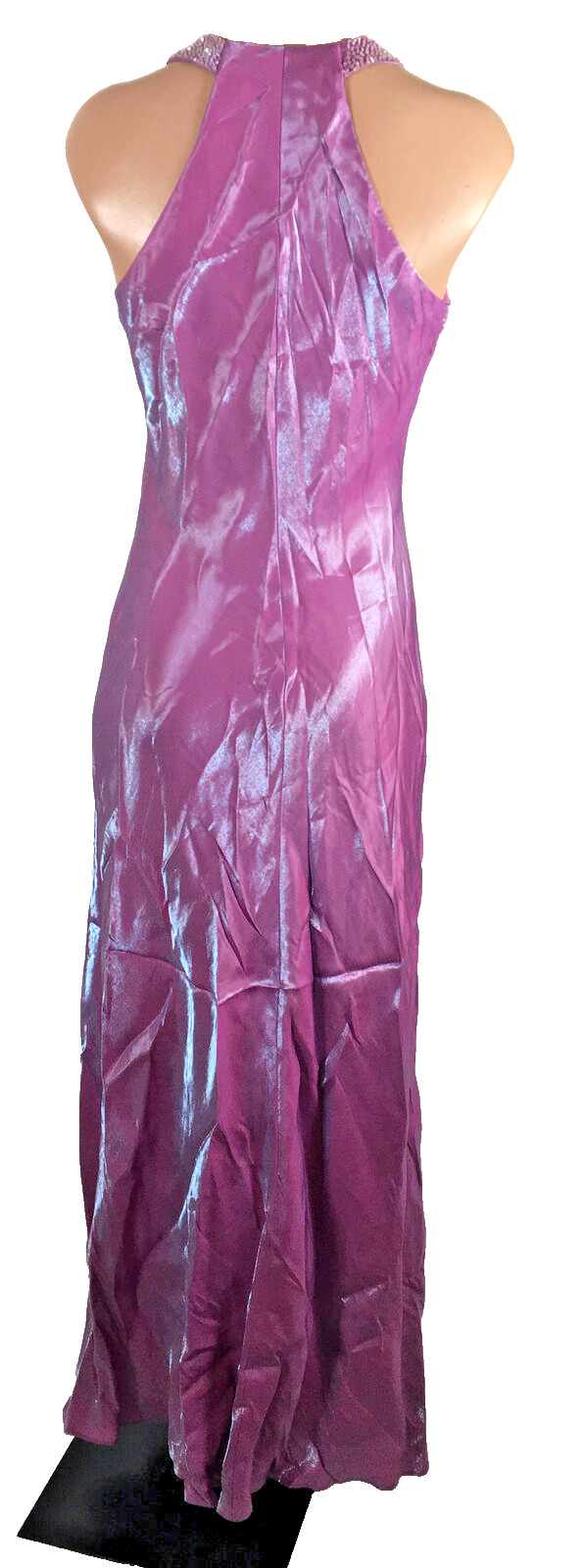 CACHET Sequin Wet Look Shiny PROM Iridescent y2k Evening Gown DRESS 4 VTG 90s
