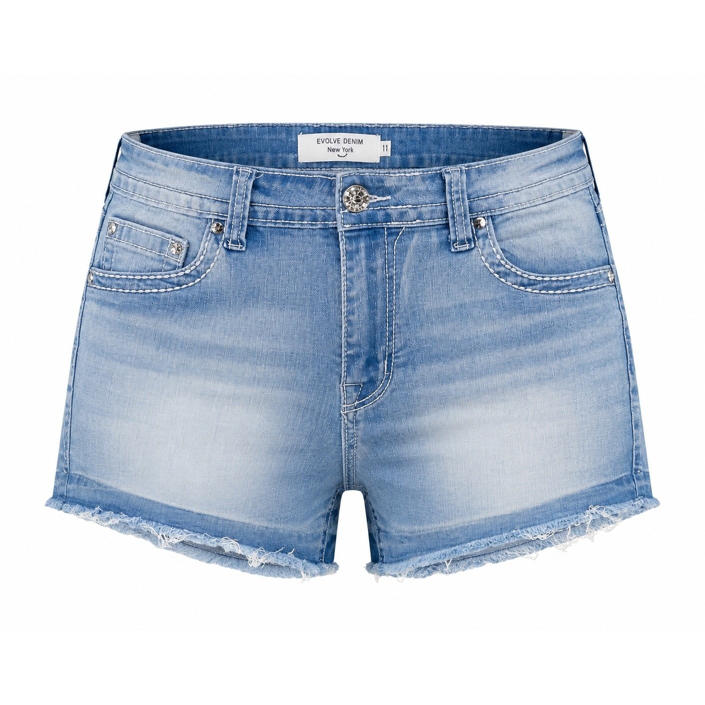 Evolve Denim New York Shorts Women 11 Blue Good Embroidered Rhinestone Y2K