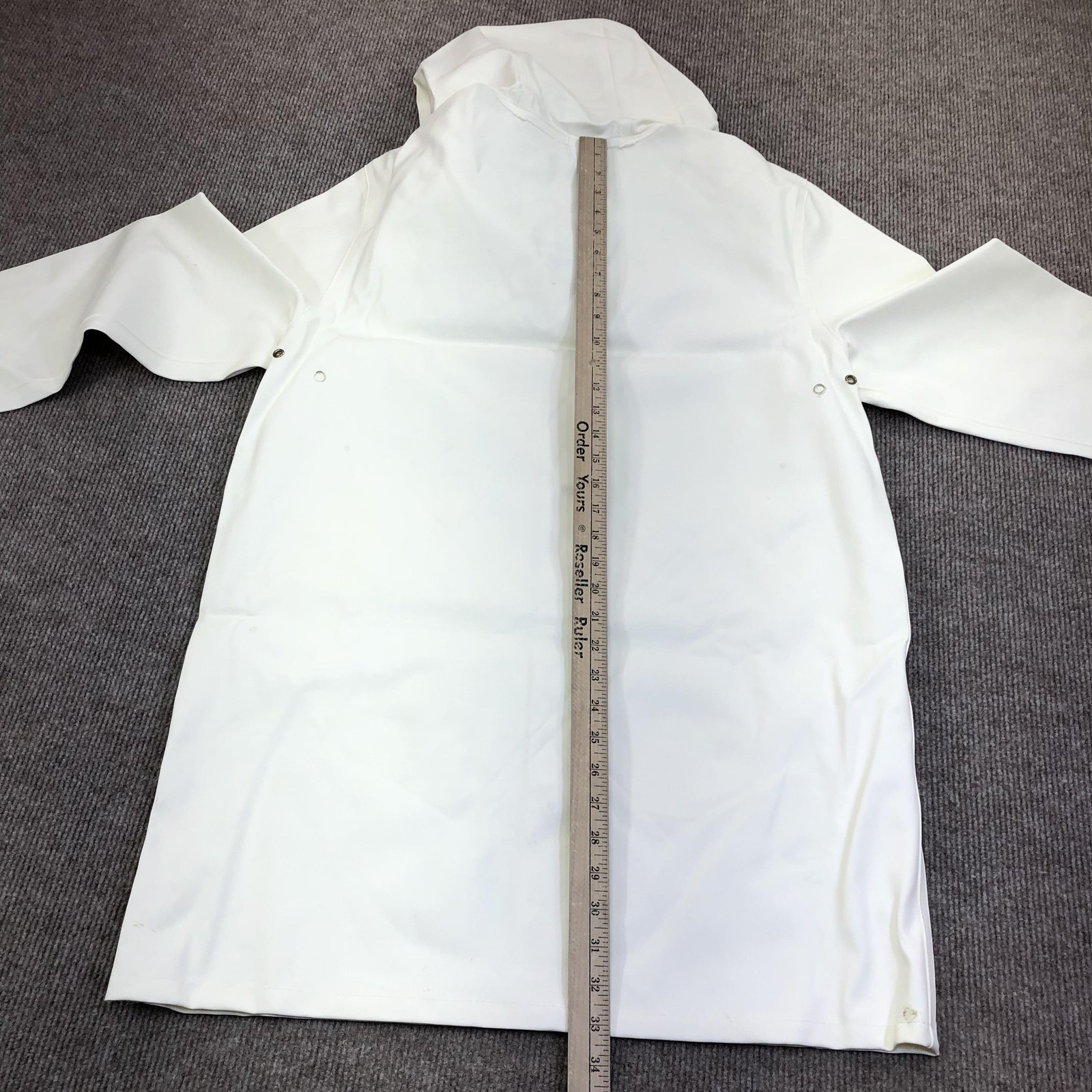 Stutterheim Coat Mens Medium White Stockholm Hooded Rain Waterproof Rubberized